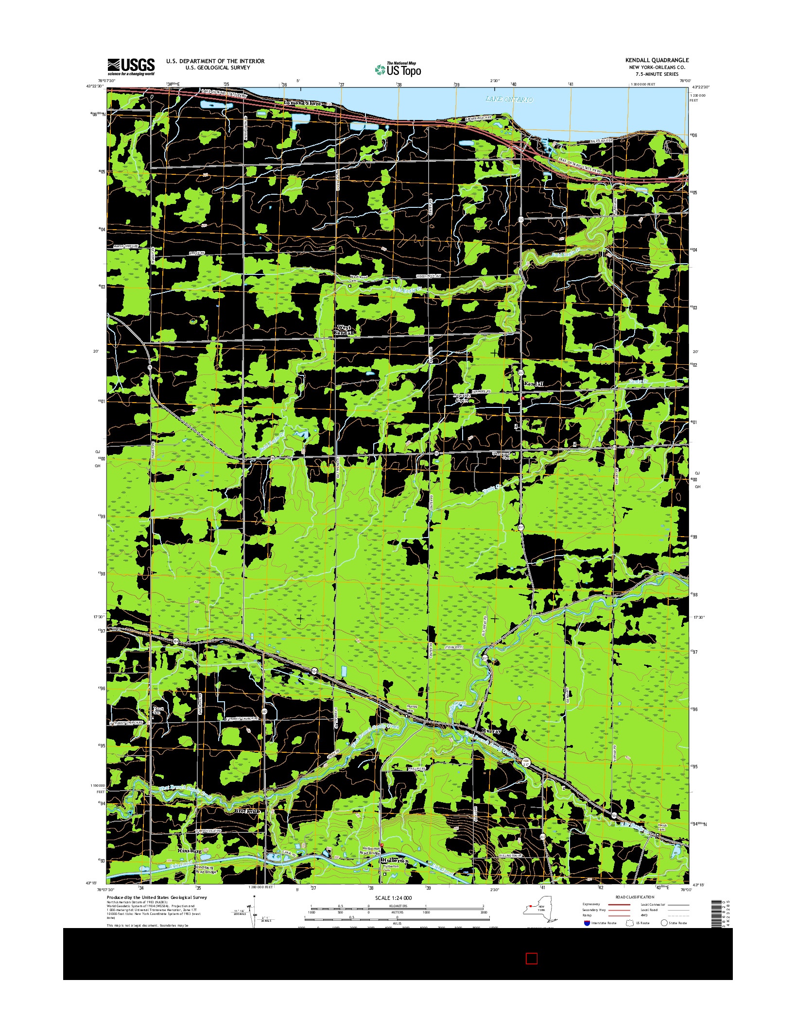 USGS US TOPO 7.5-MINUTE MAP FOR KENDALL, NY 2016