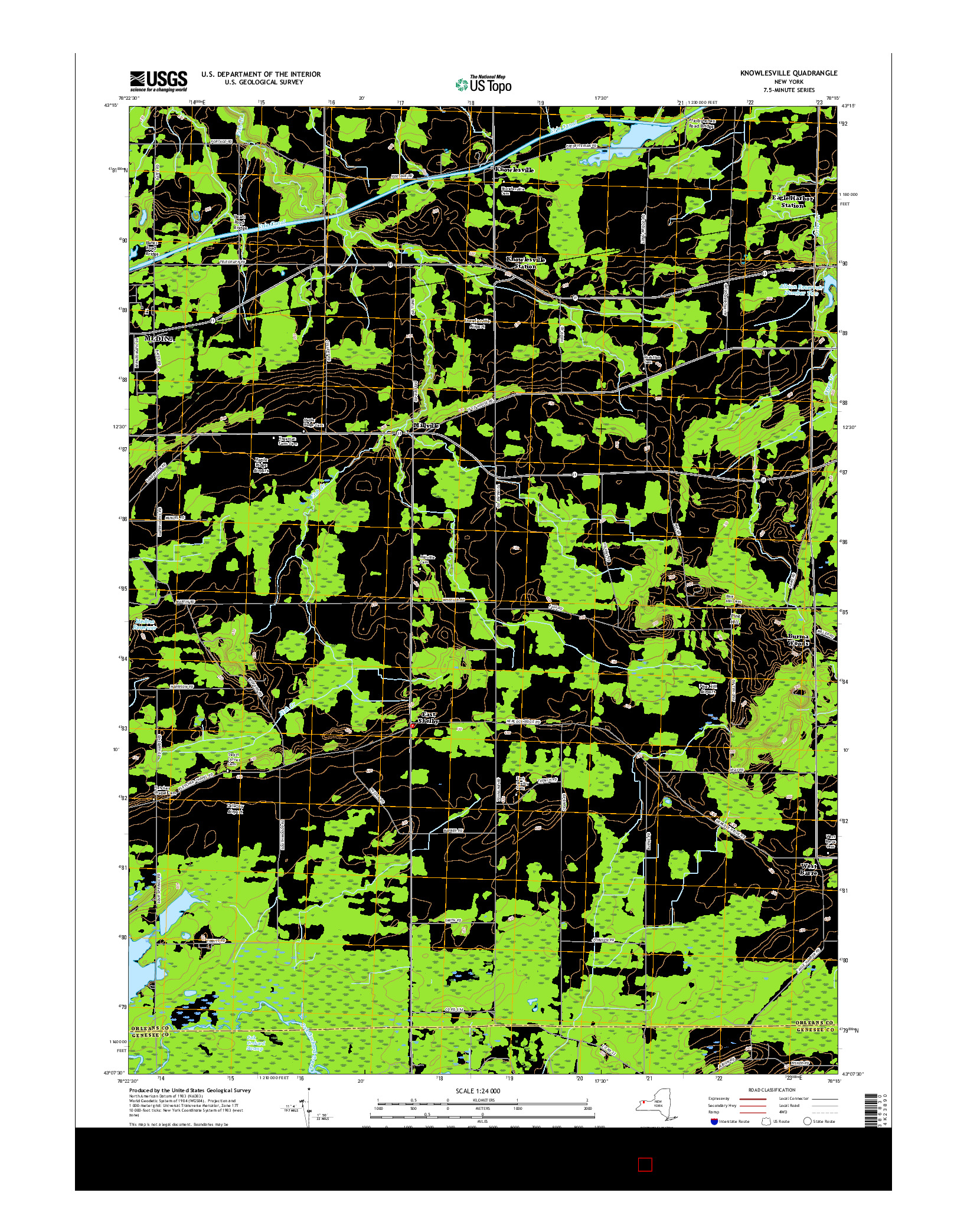 USGS US TOPO 7.5-MINUTE MAP FOR KNOWLESVILLE, NY 2016