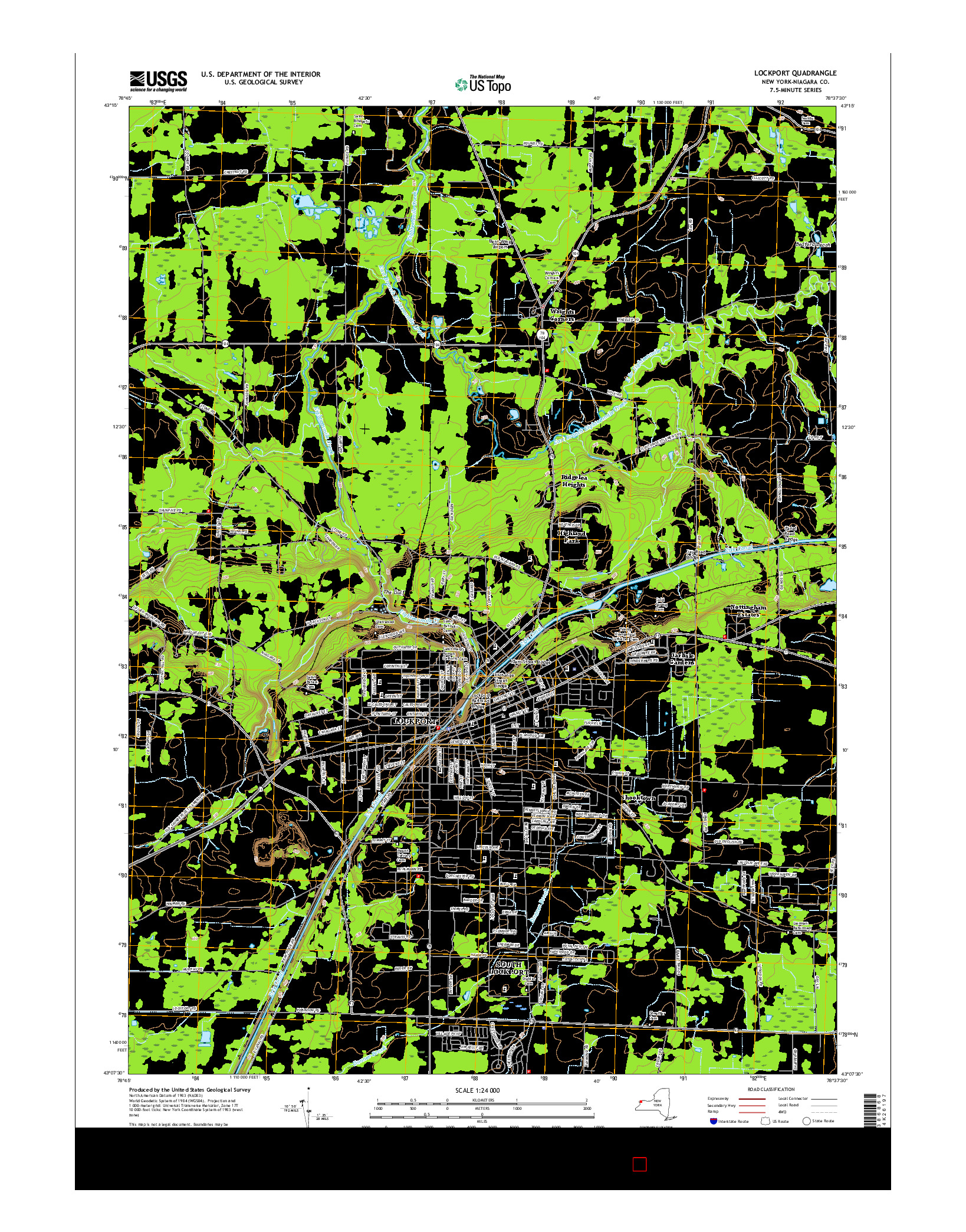 USGS US TOPO 7.5-MINUTE MAP FOR LOCKPORT, NY 2016