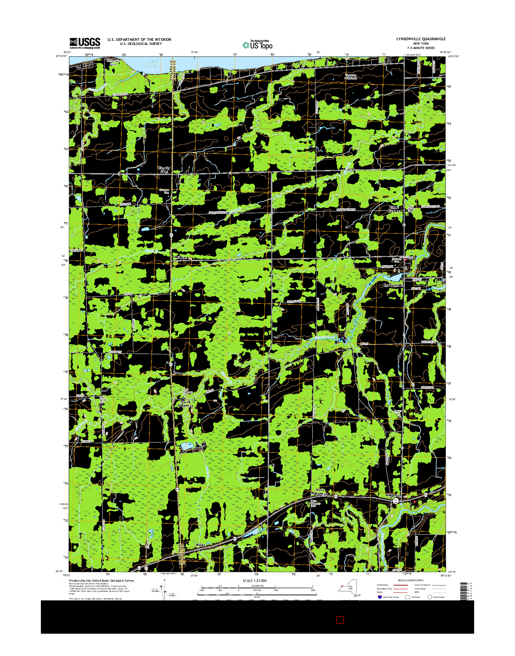 USGS US TOPO 7.5-MINUTE MAP FOR LYNDONVILLE, NY 2016