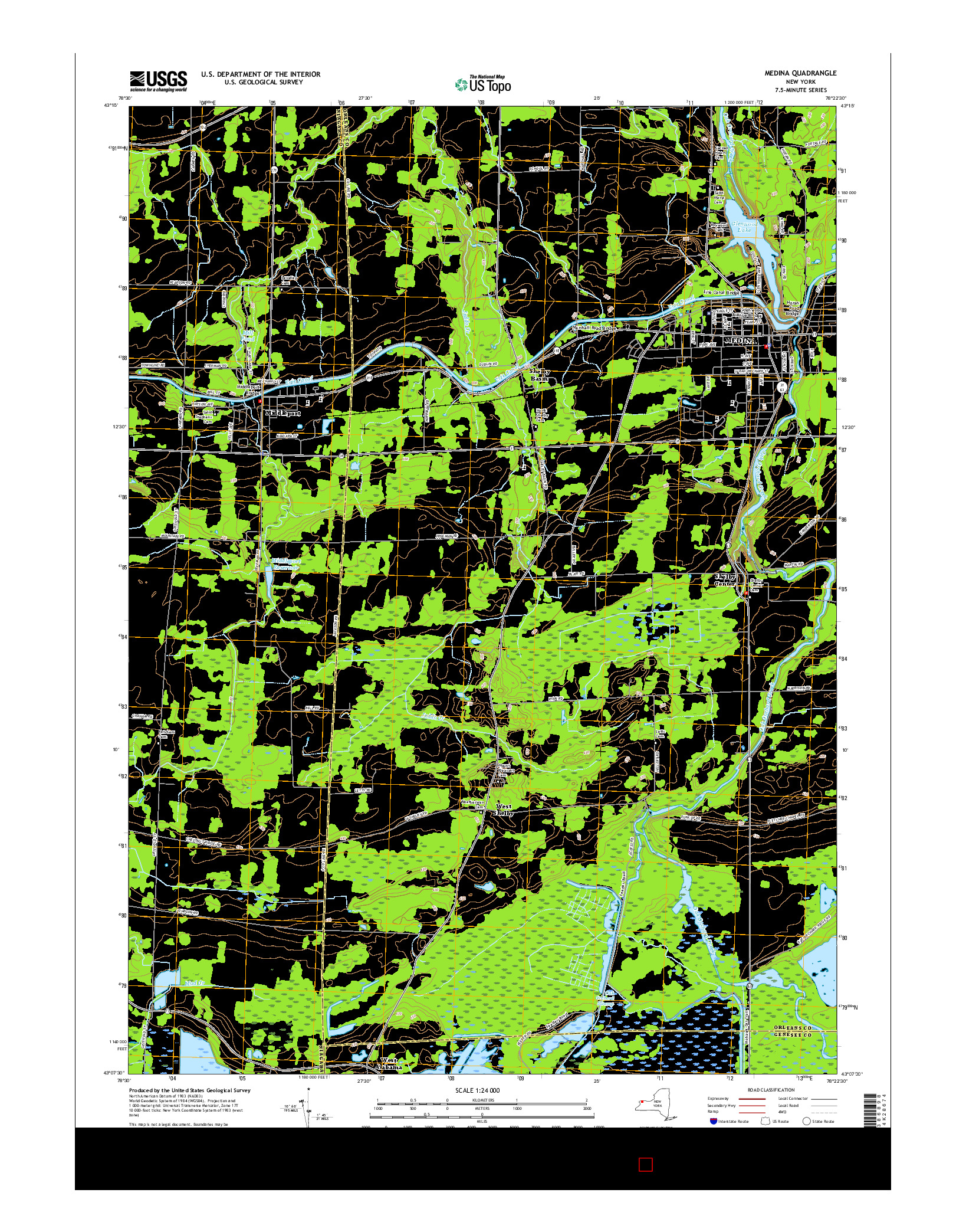 USGS US TOPO 7.5-MINUTE MAP FOR MEDINA, NY 2016