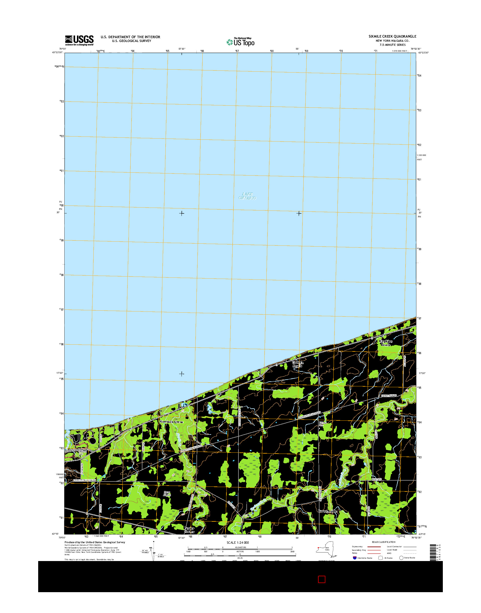 USGS US TOPO 7.5-MINUTE MAP FOR SIXMILE CREEK, NY 2016