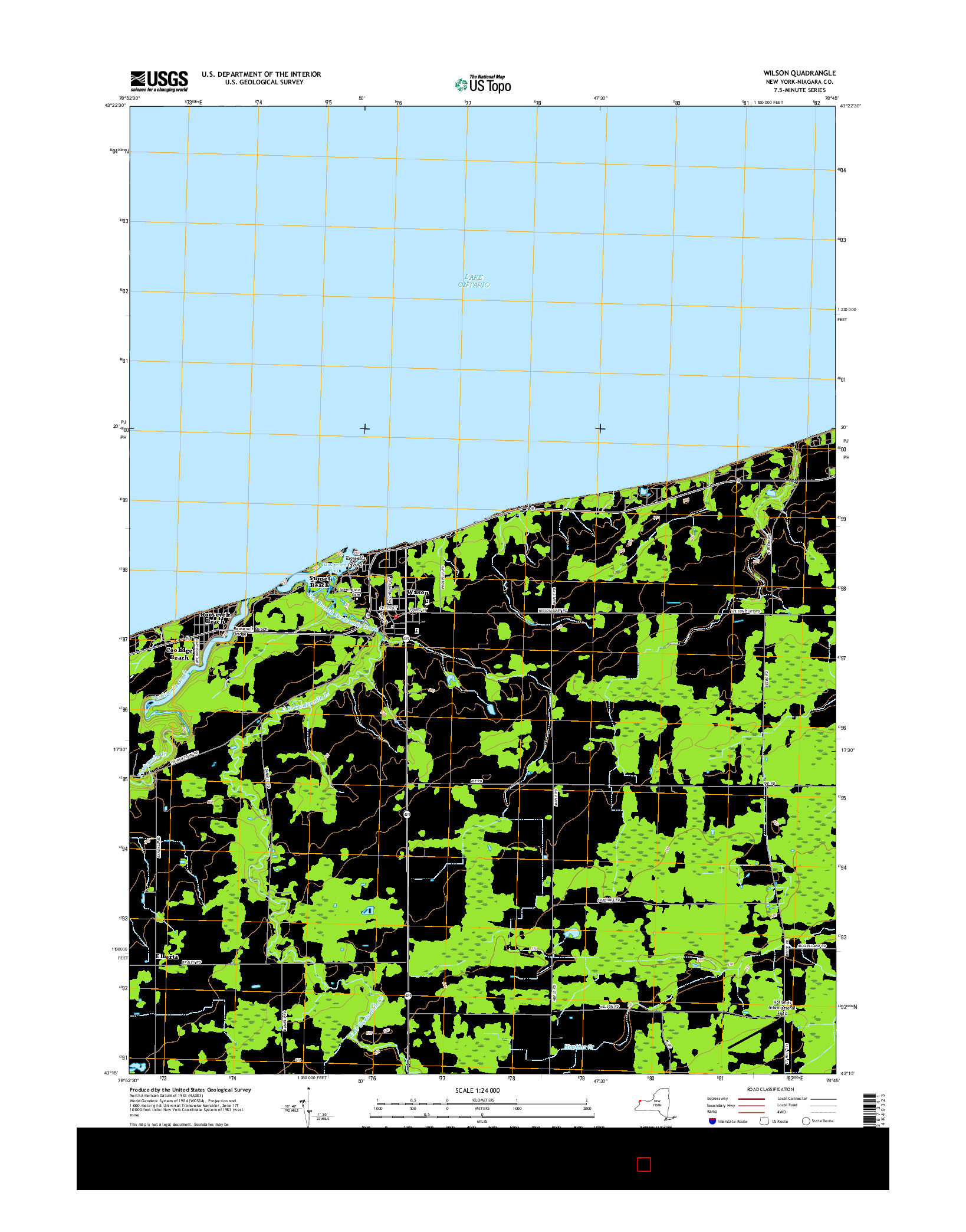 USGS US TOPO 7.5-MINUTE MAP FOR WILSON, NY 2016