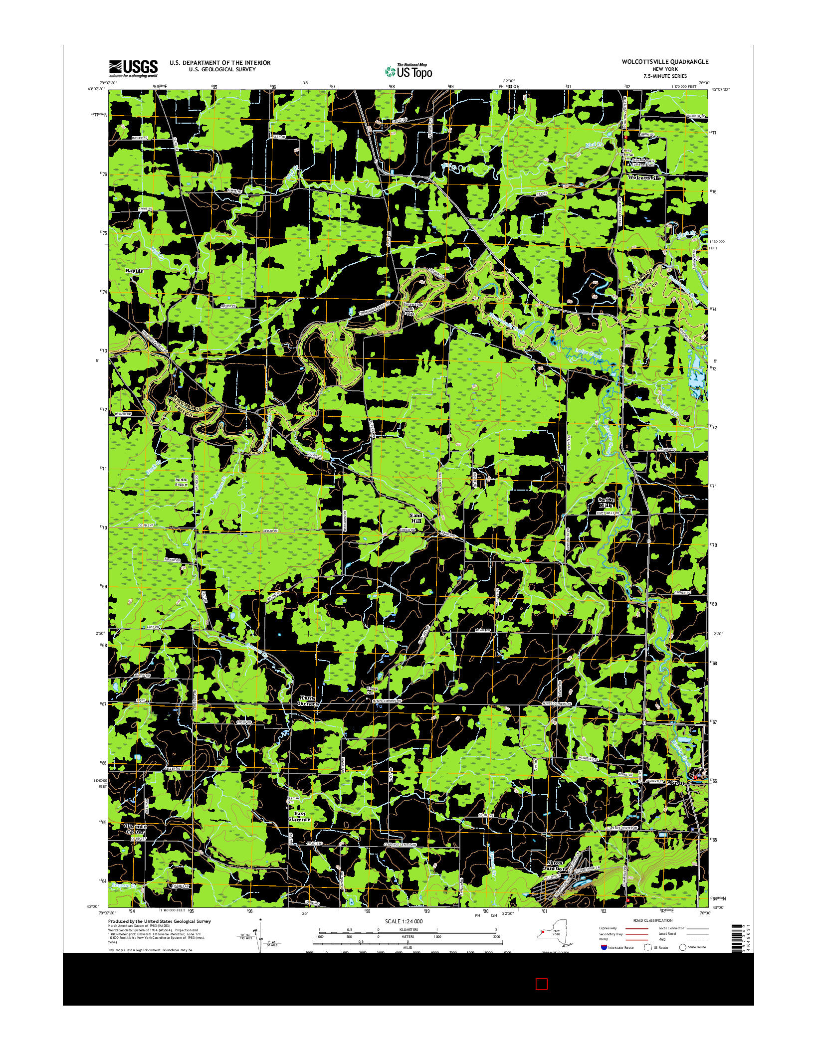 USGS US TOPO 7.5-MINUTE MAP FOR WOLCOTTSVILLE, NY 2016