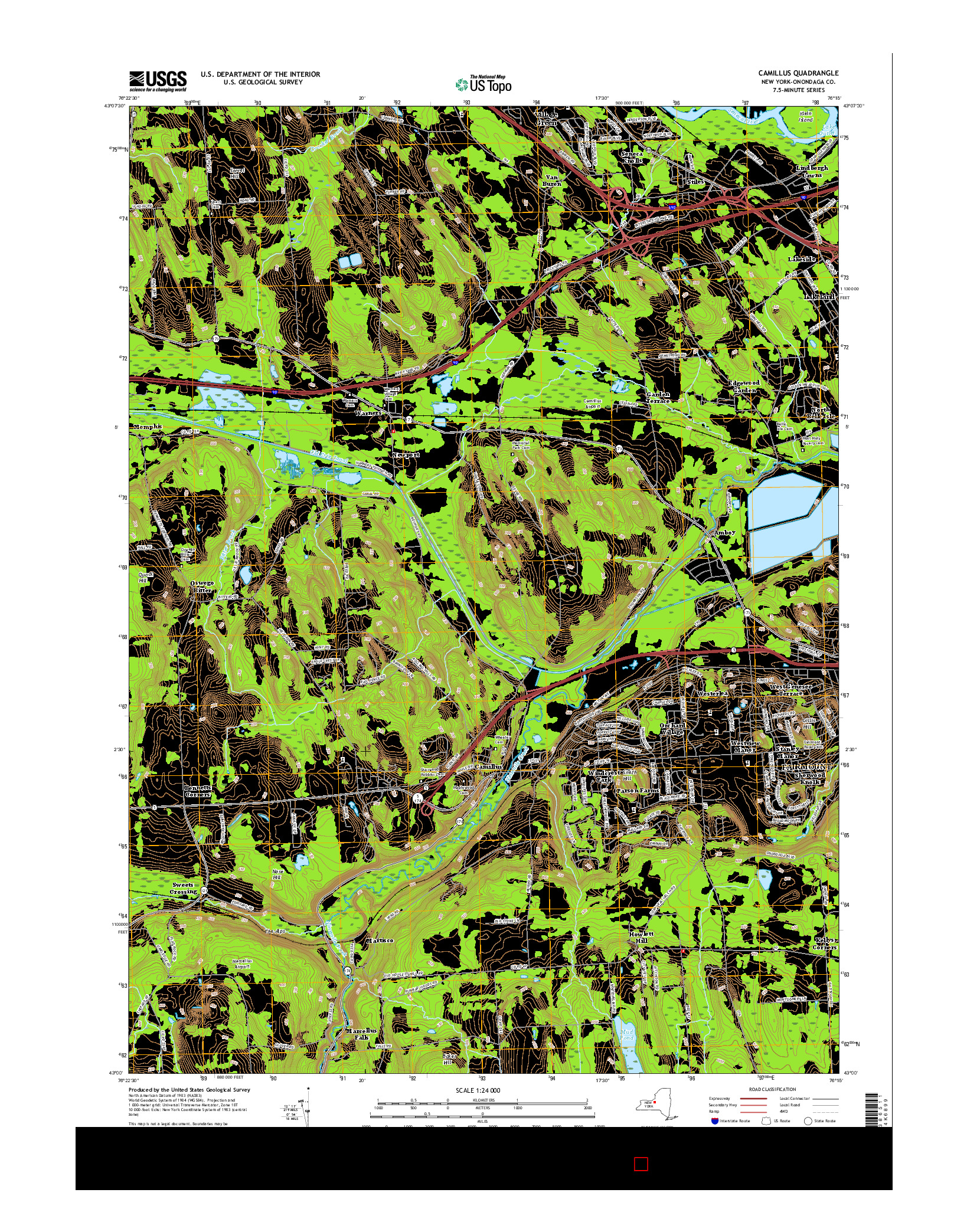 USGS US TOPO 7.5-MINUTE MAP FOR CAMILLUS, NY 2016