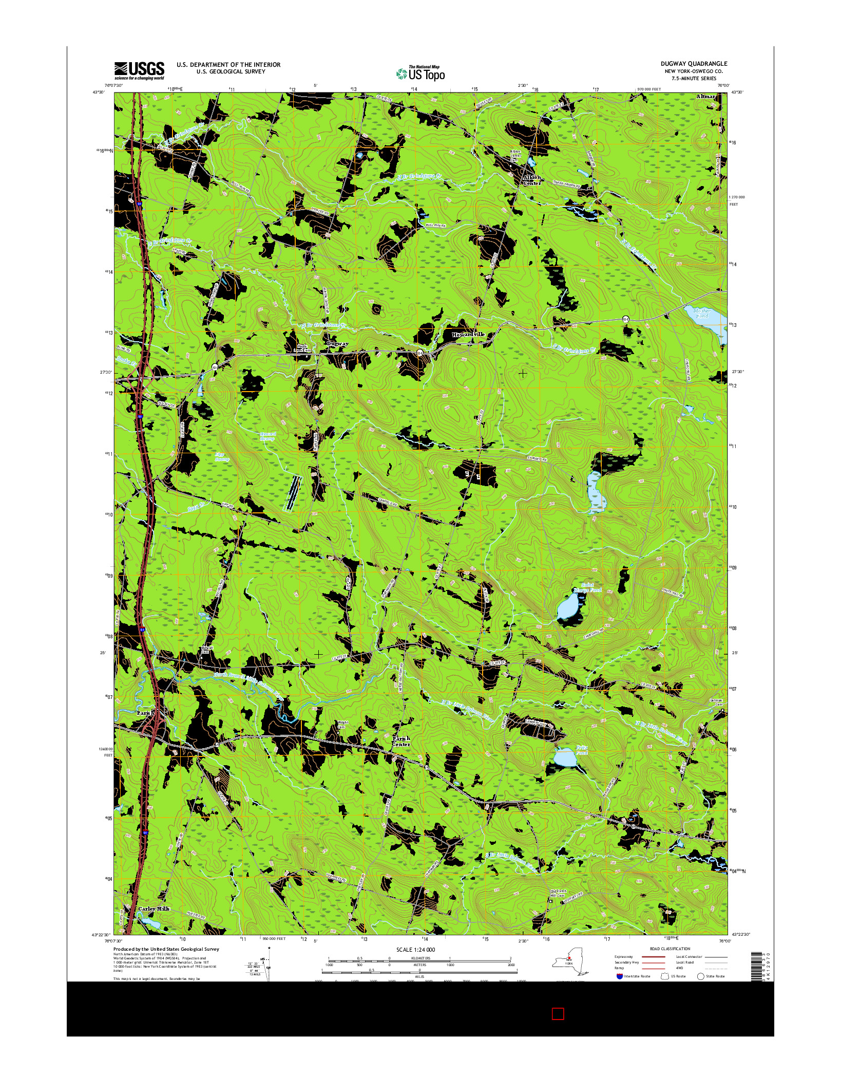 USGS US TOPO 7.5-MINUTE MAP FOR DUGWAY, NY 2016