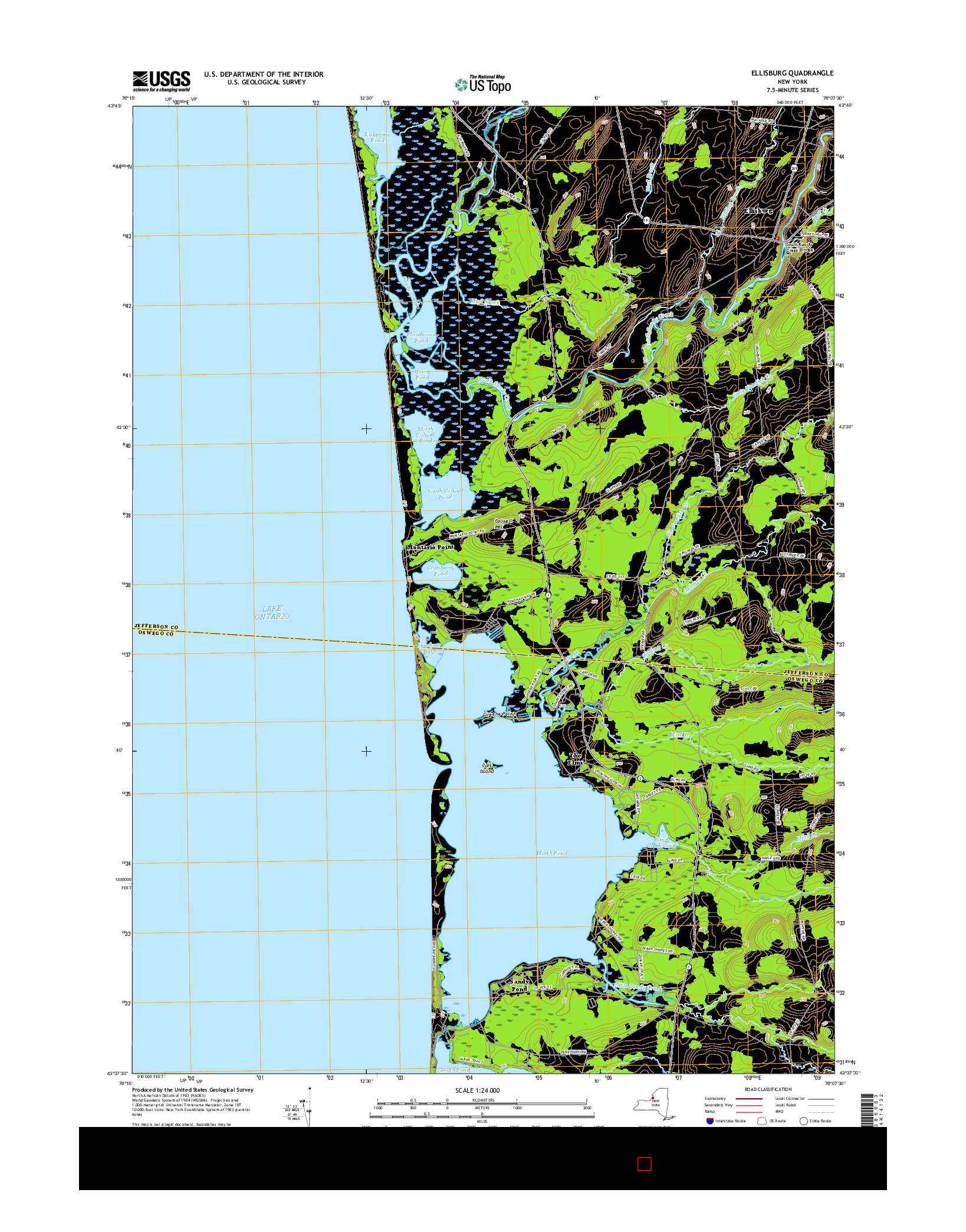 USGS US TOPO 7.5-MINUTE MAP FOR ELLISBURG, NY 2016