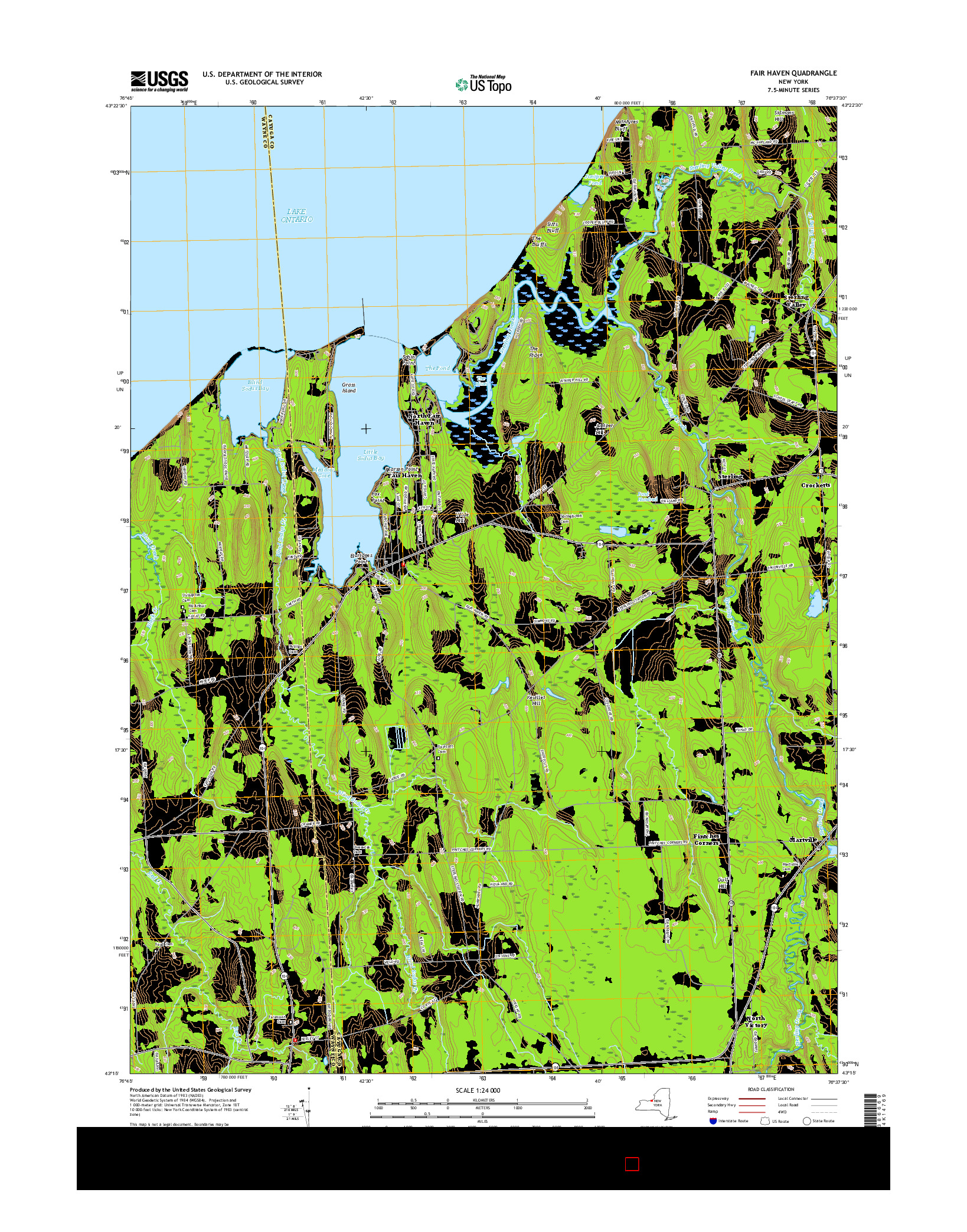 USGS US TOPO 7.5-MINUTE MAP FOR FAIR HAVEN, NY 2016