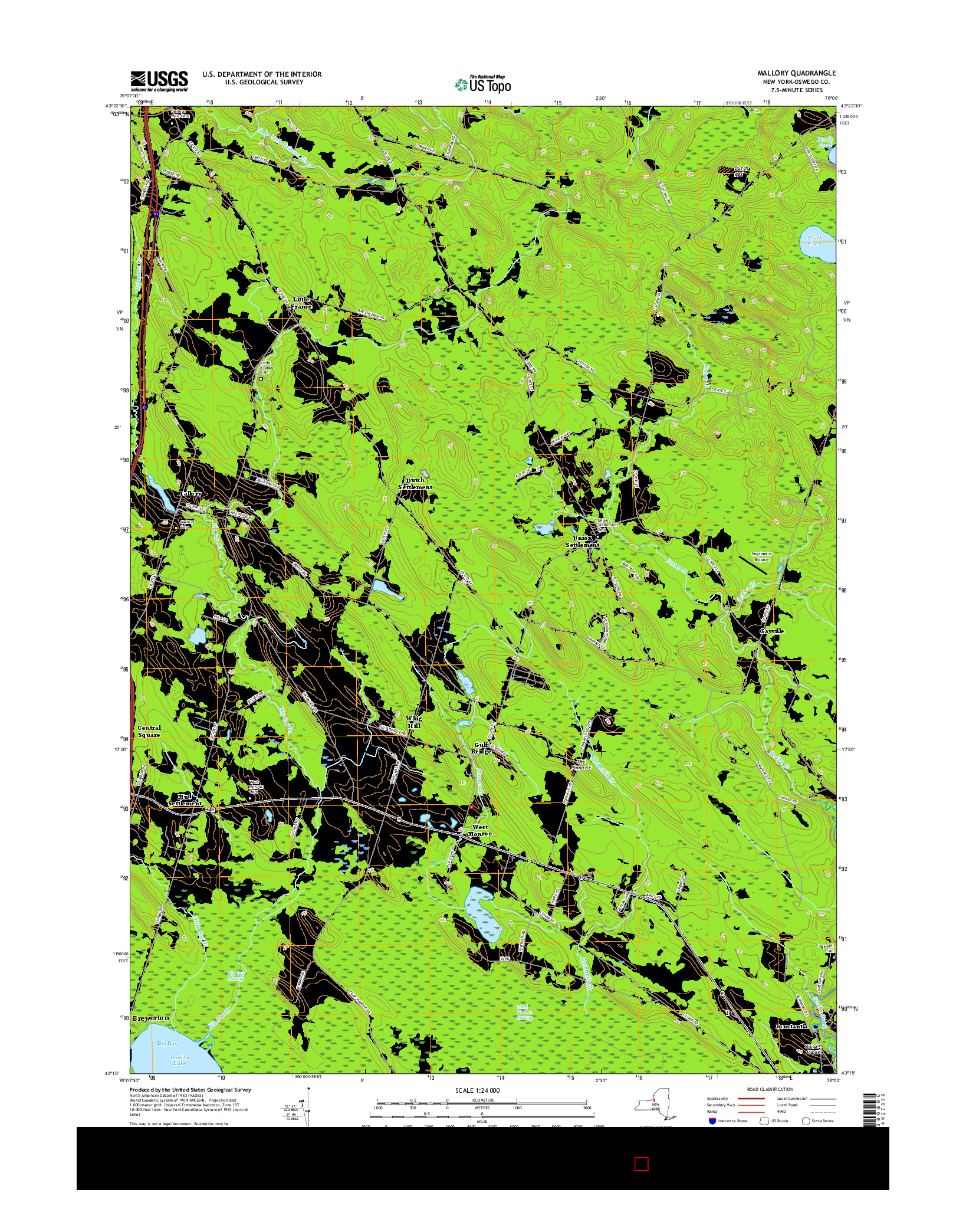 USGS US TOPO 7.5-MINUTE MAP FOR MALLORY, NY 2016