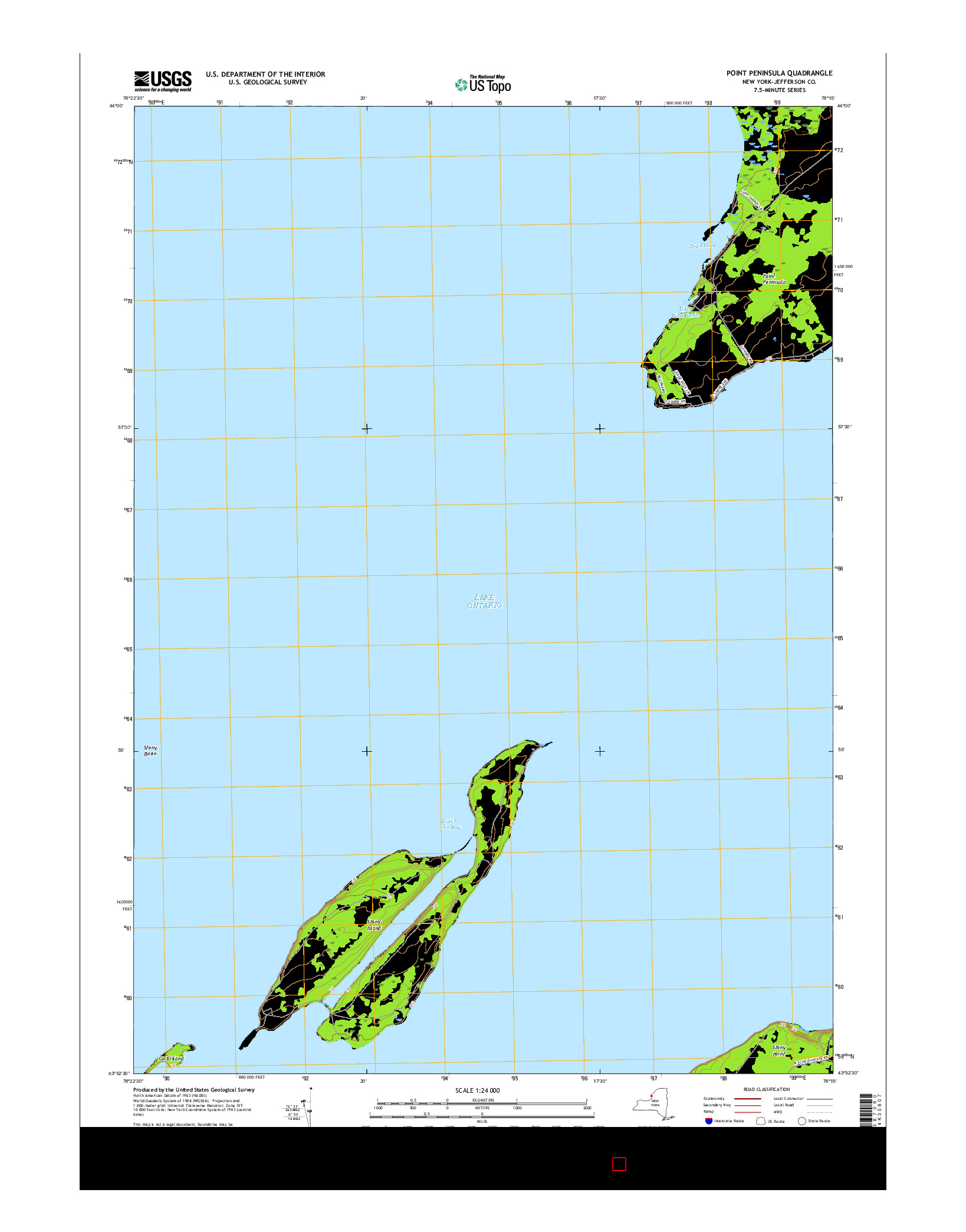 USGS US TOPO 7.5-MINUTE MAP FOR POINT PENINSULA, NY 2016