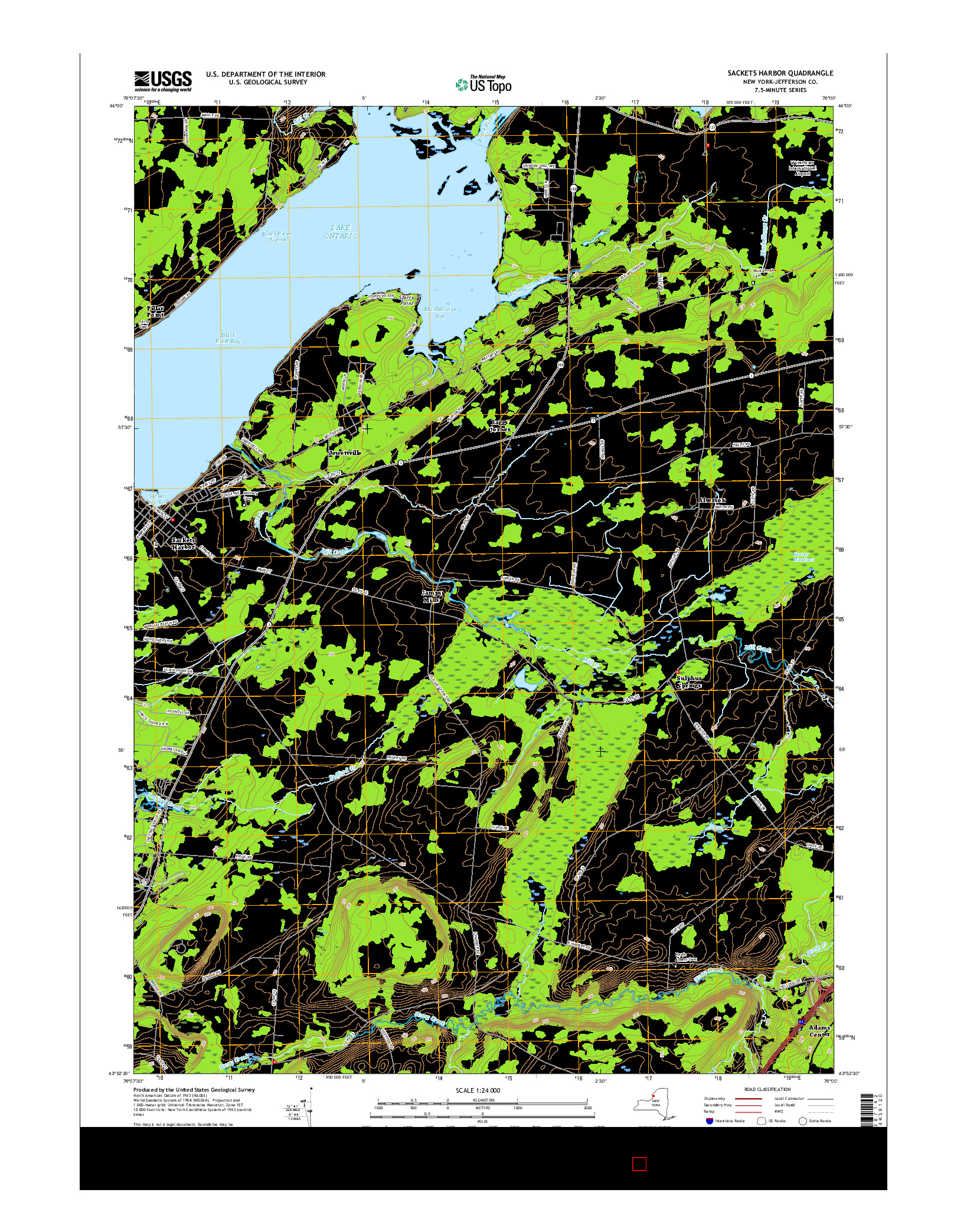 USGS US TOPO 7.5-MINUTE MAP FOR SACKETS HARBOR, NY 2016