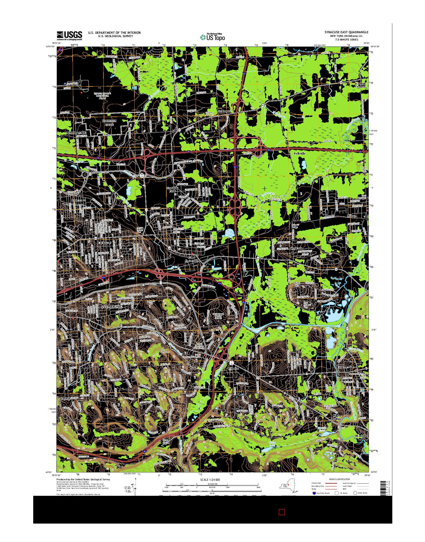 USGS US TOPO 7.5-MINUTE MAP FOR SYRACUSE EAST, NY 2016