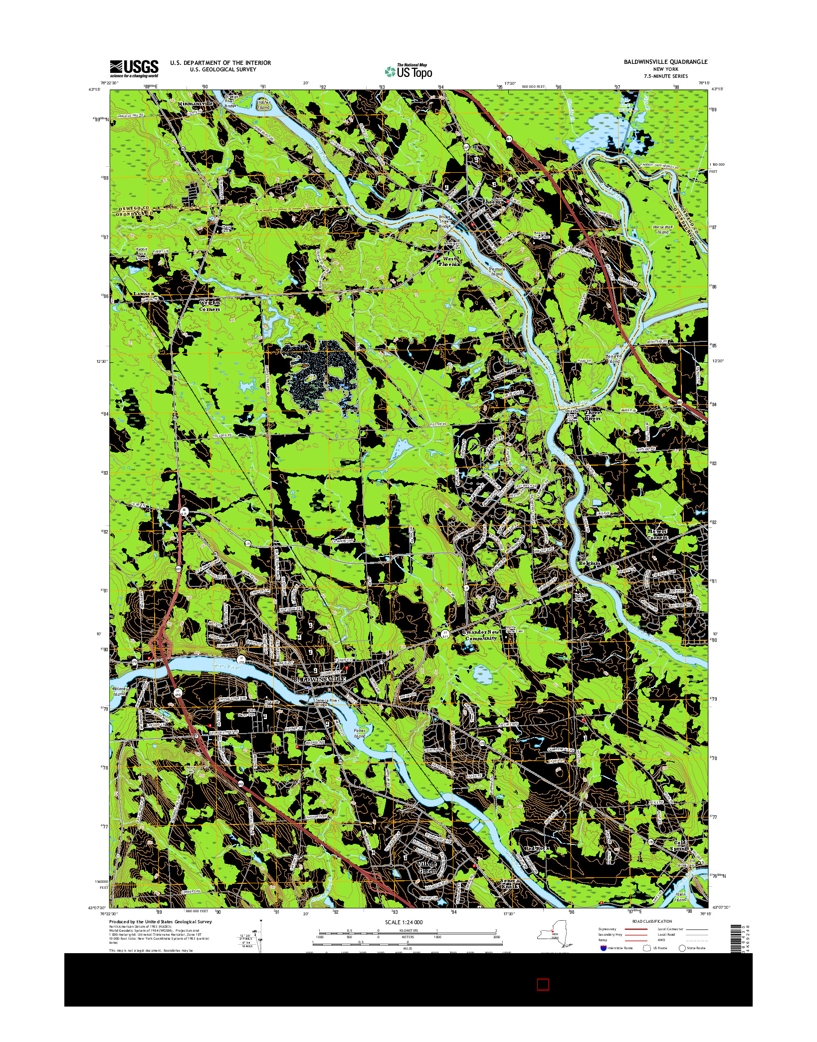 USGS US TOPO 7.5-MINUTE MAP FOR BALDWINSVILLE, NY 2016