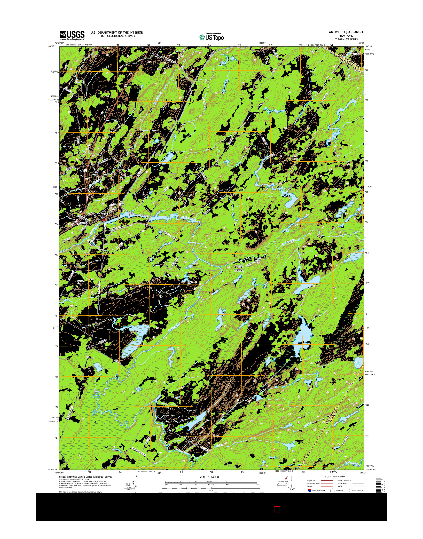 USGS US TOPO 7.5-MINUTE MAP FOR ANTWERP, NY 2016