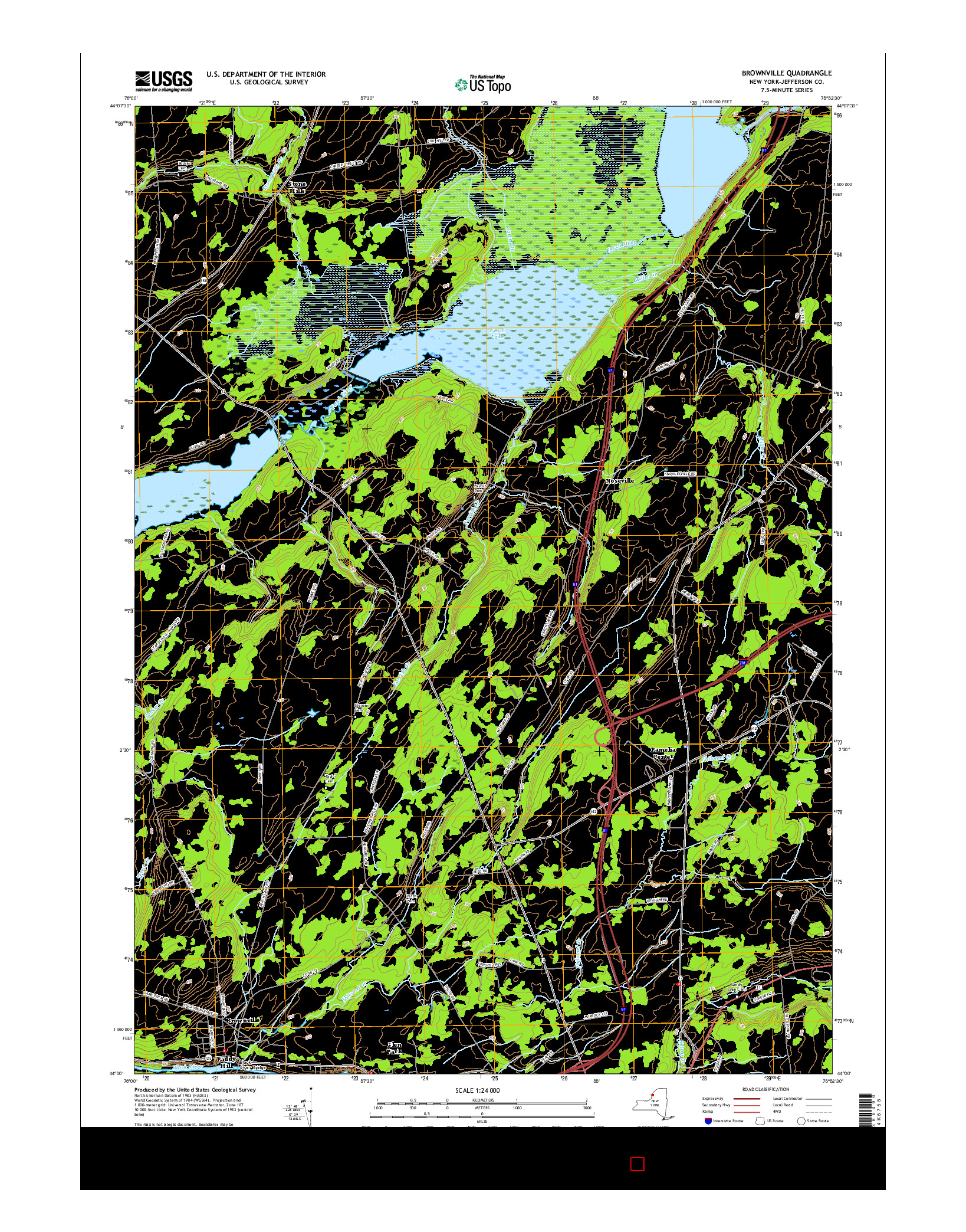 USGS US TOPO 7.5-MINUTE MAP FOR BROWNVILLE, NY 2016