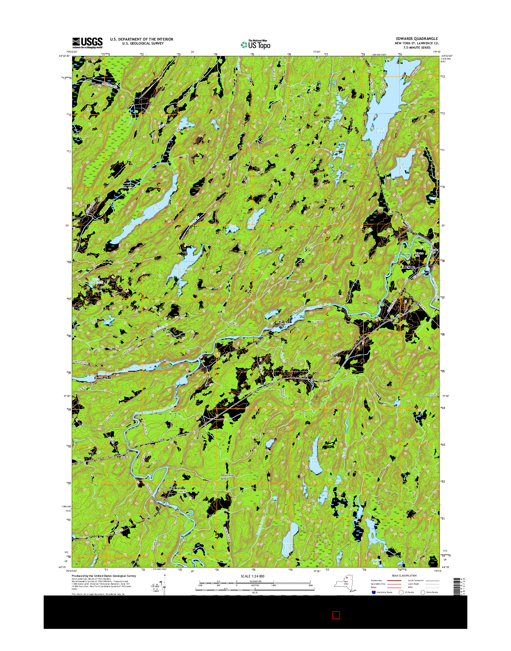 USGS US TOPO 7.5-MINUTE MAP FOR EDWARDS, NY 2016