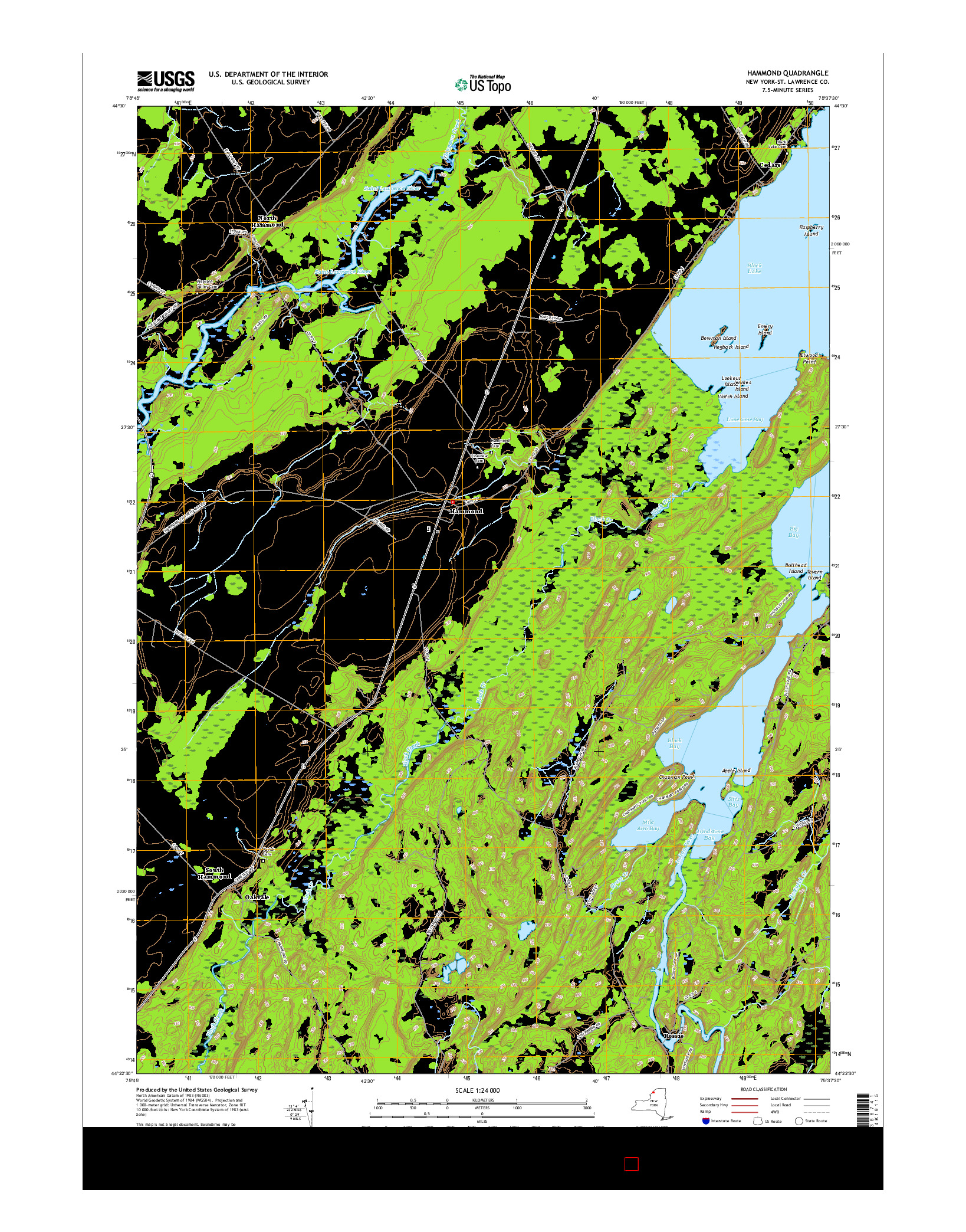 USGS US TOPO 7.5-MINUTE MAP FOR HAMMOND, NY 2016