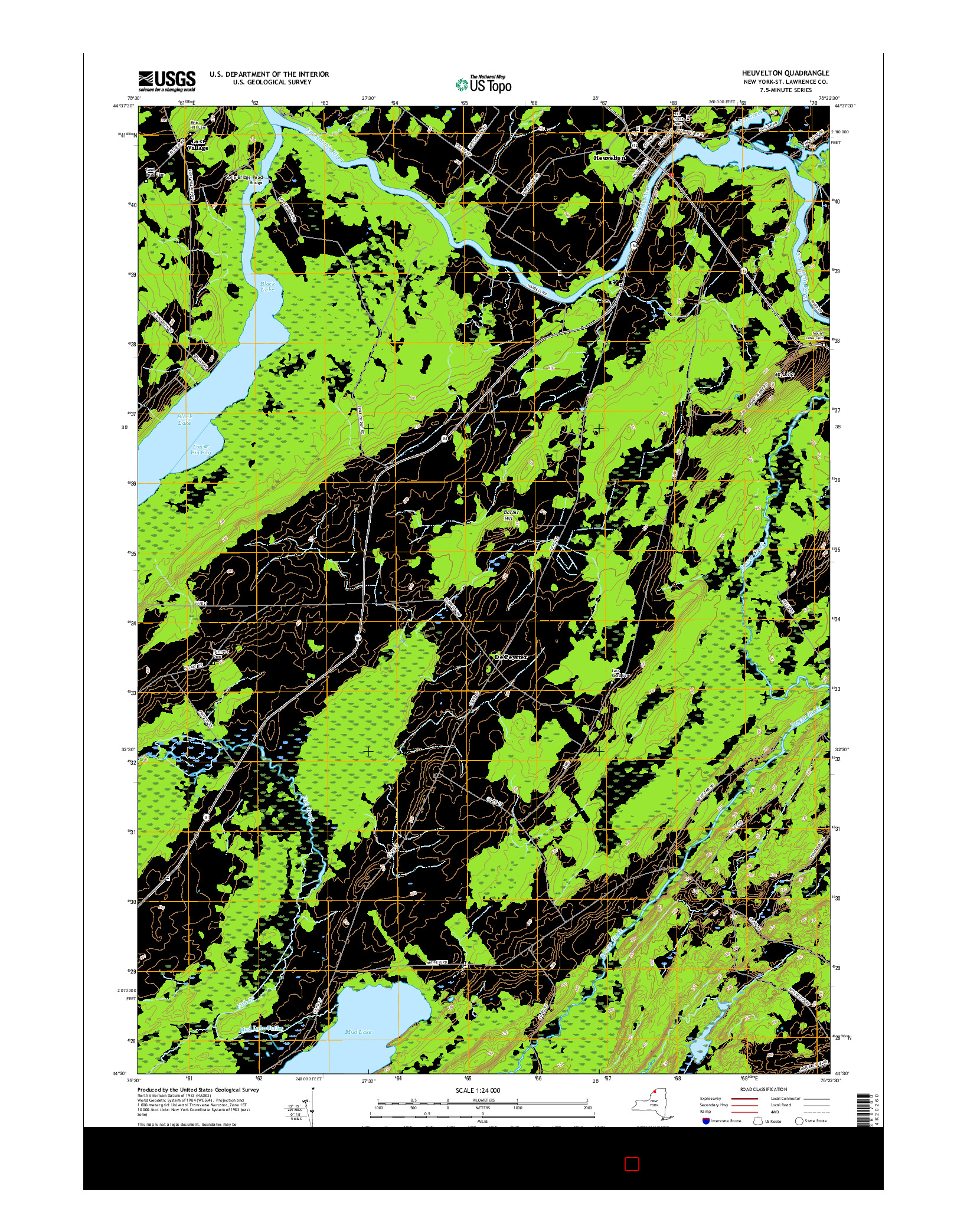 USGS US TOPO 7.5-MINUTE MAP FOR HEUVELTON, NY 2016
