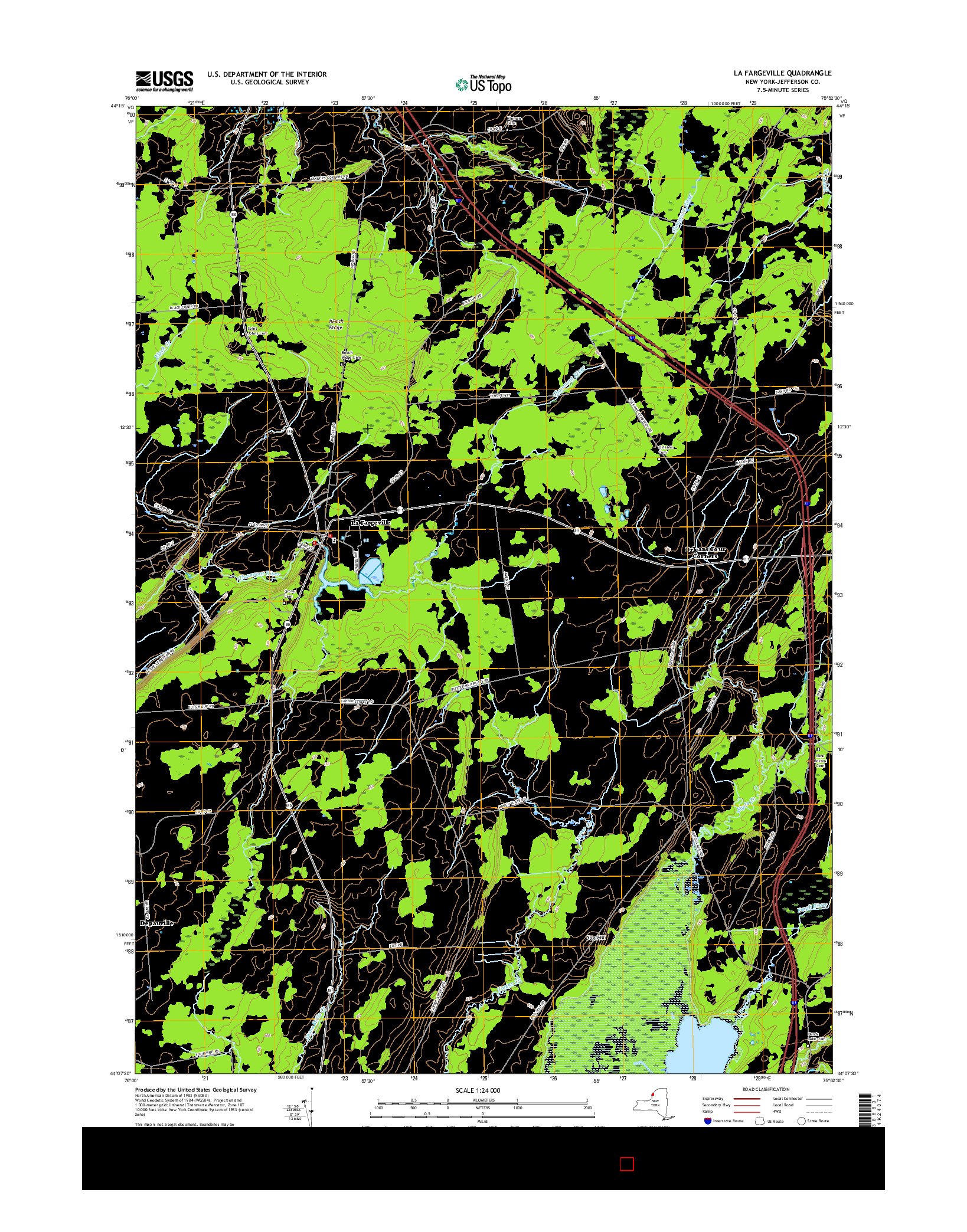 USGS US TOPO 7.5-MINUTE MAP FOR LA FARGEVILLE, NY 2016