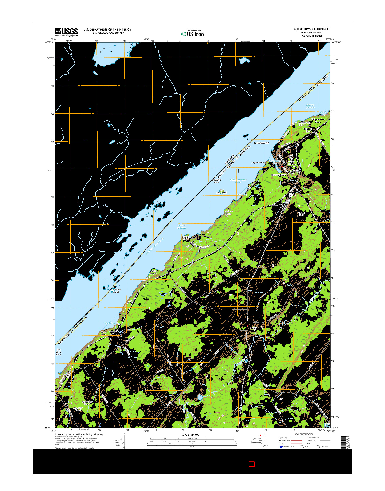 USGS US TOPO 7.5-MINUTE MAP FOR MORRISTOWN, NY-ON 2016