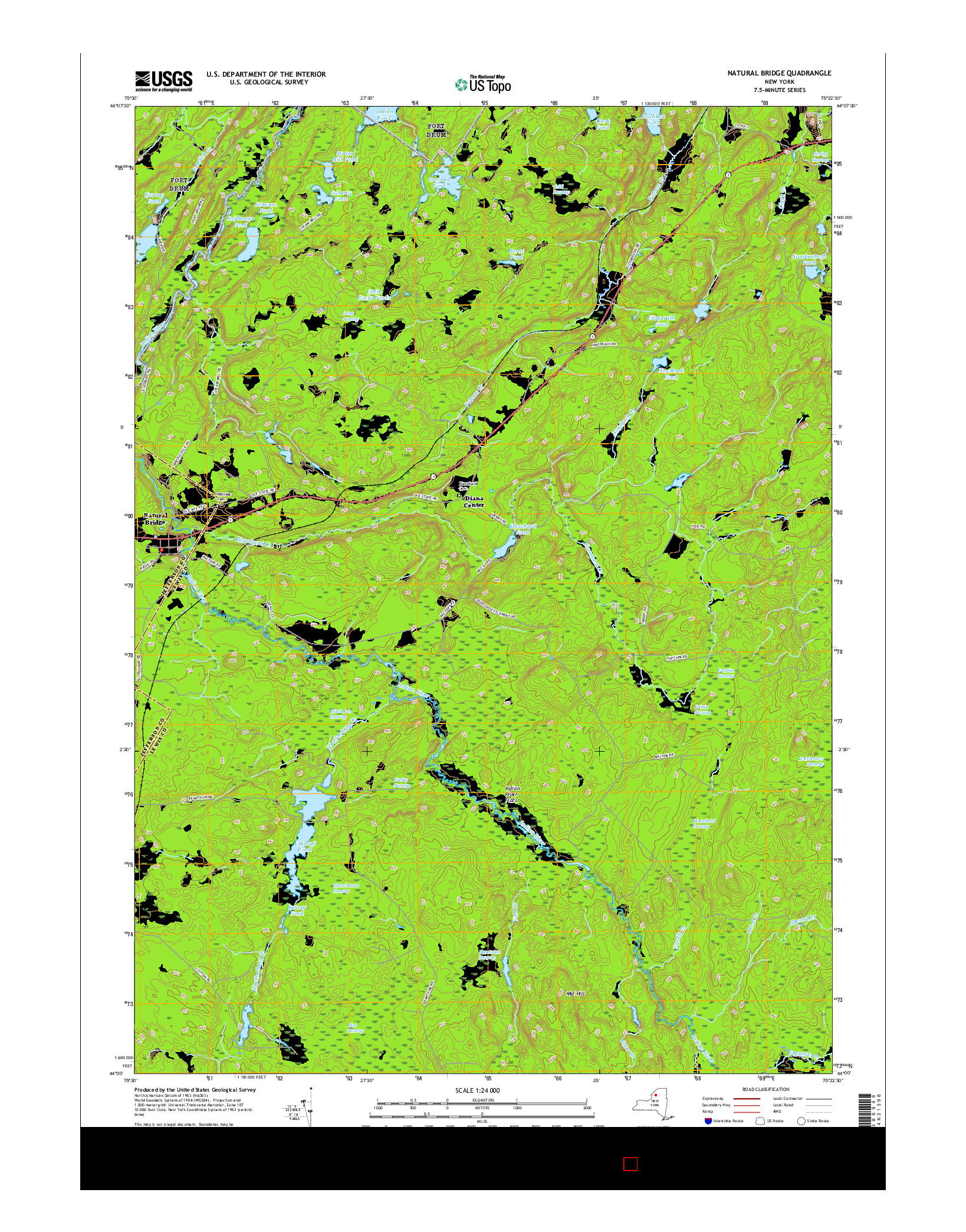 USGS US TOPO 7.5-MINUTE MAP FOR NATURAL BRIDGE, NY 2016