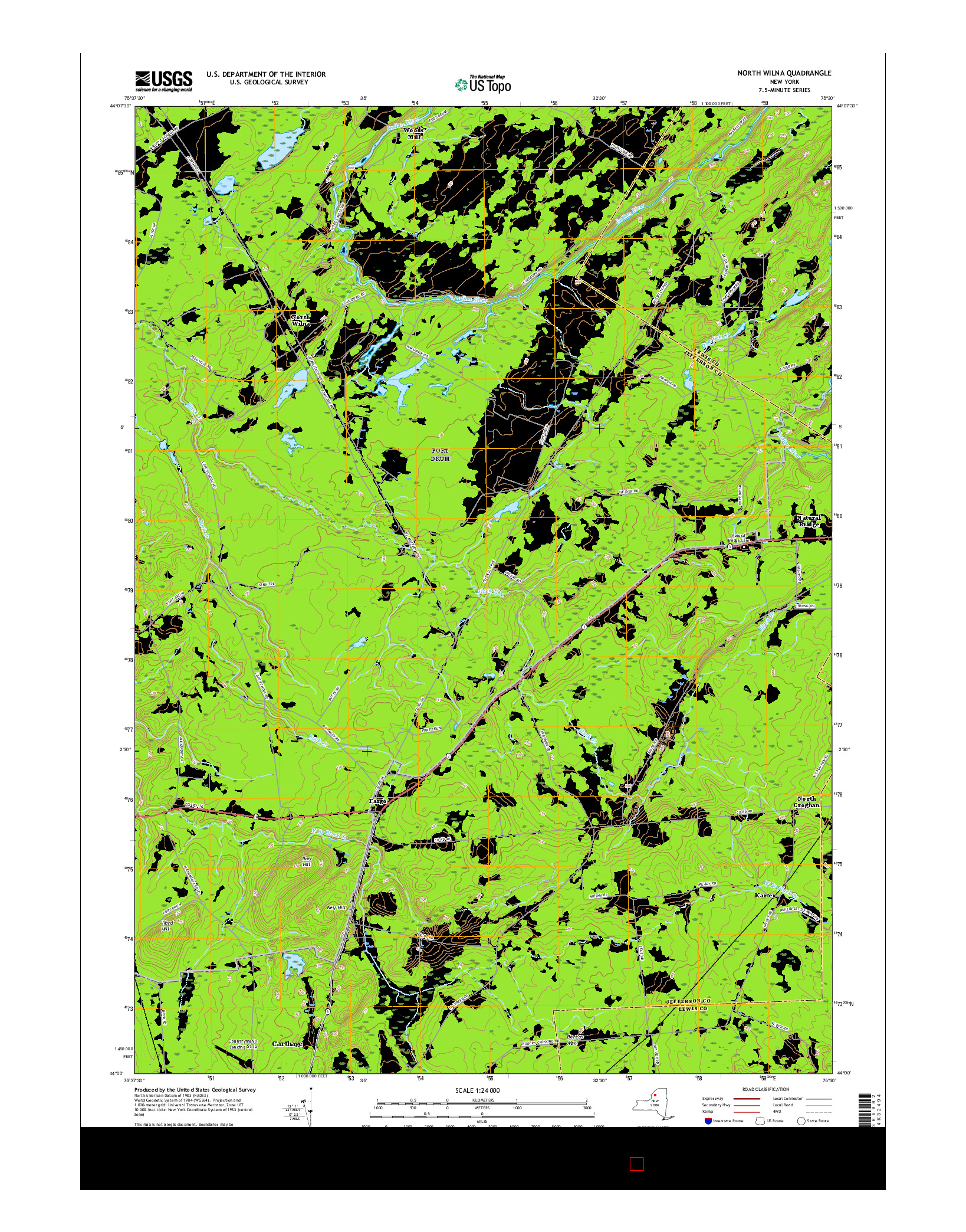 USGS US TOPO 7.5-MINUTE MAP FOR NORTH WILNA, NY 2016