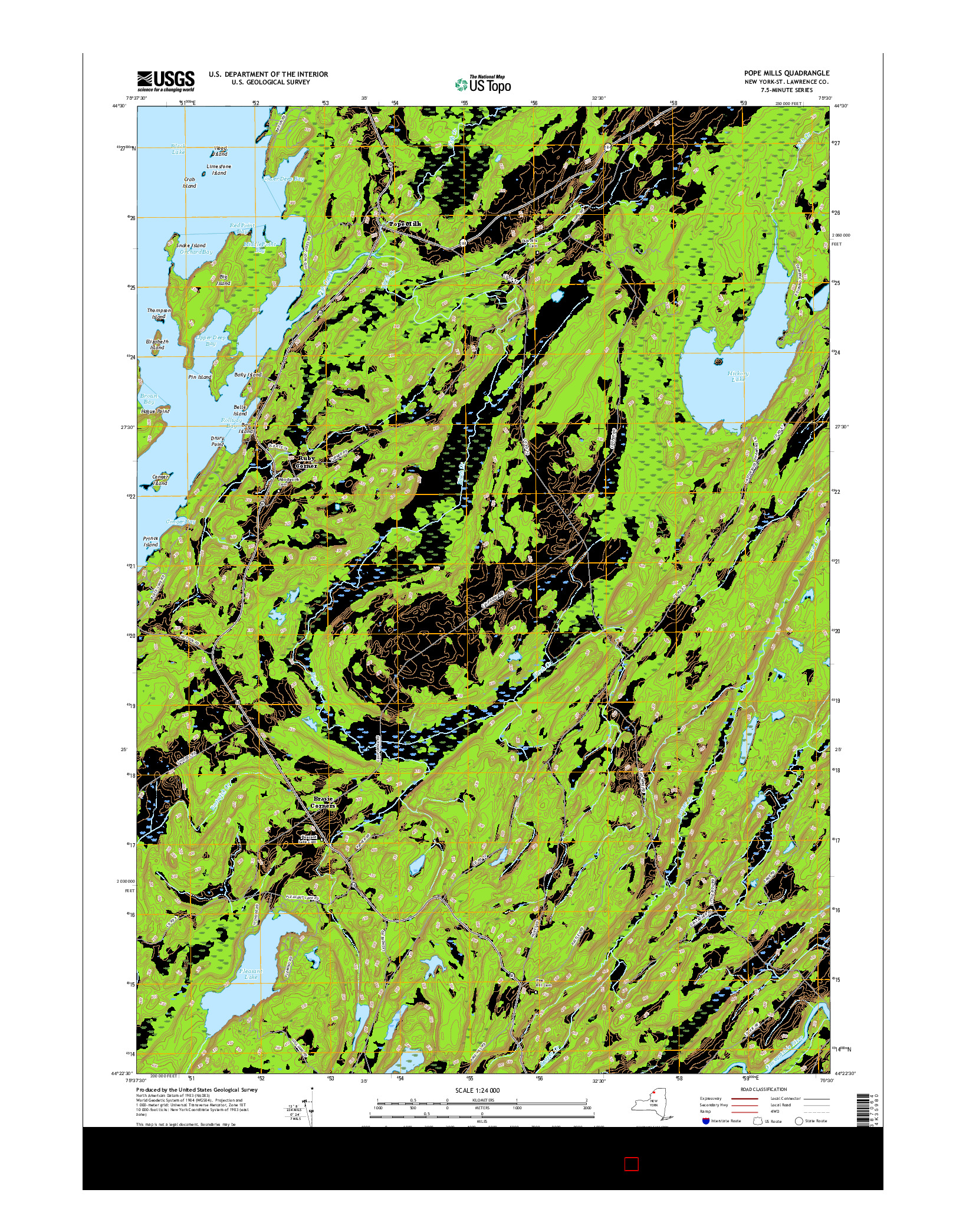 USGS US TOPO 7.5-MINUTE MAP FOR POPE MILLS, NY 2016