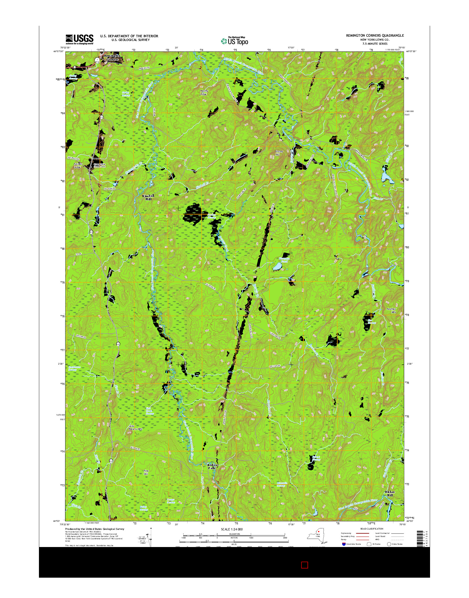 USGS US TOPO 7.5-MINUTE MAP FOR REMINGTON CORNERS, NY 2016
