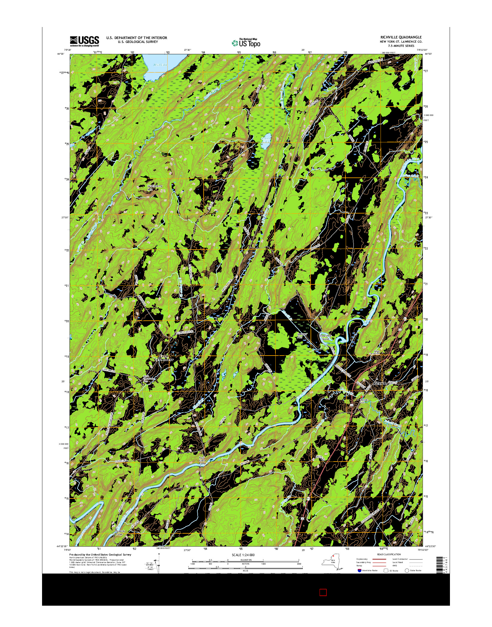 USGS US TOPO 7.5-MINUTE MAP FOR RICHVILLE, NY 2016