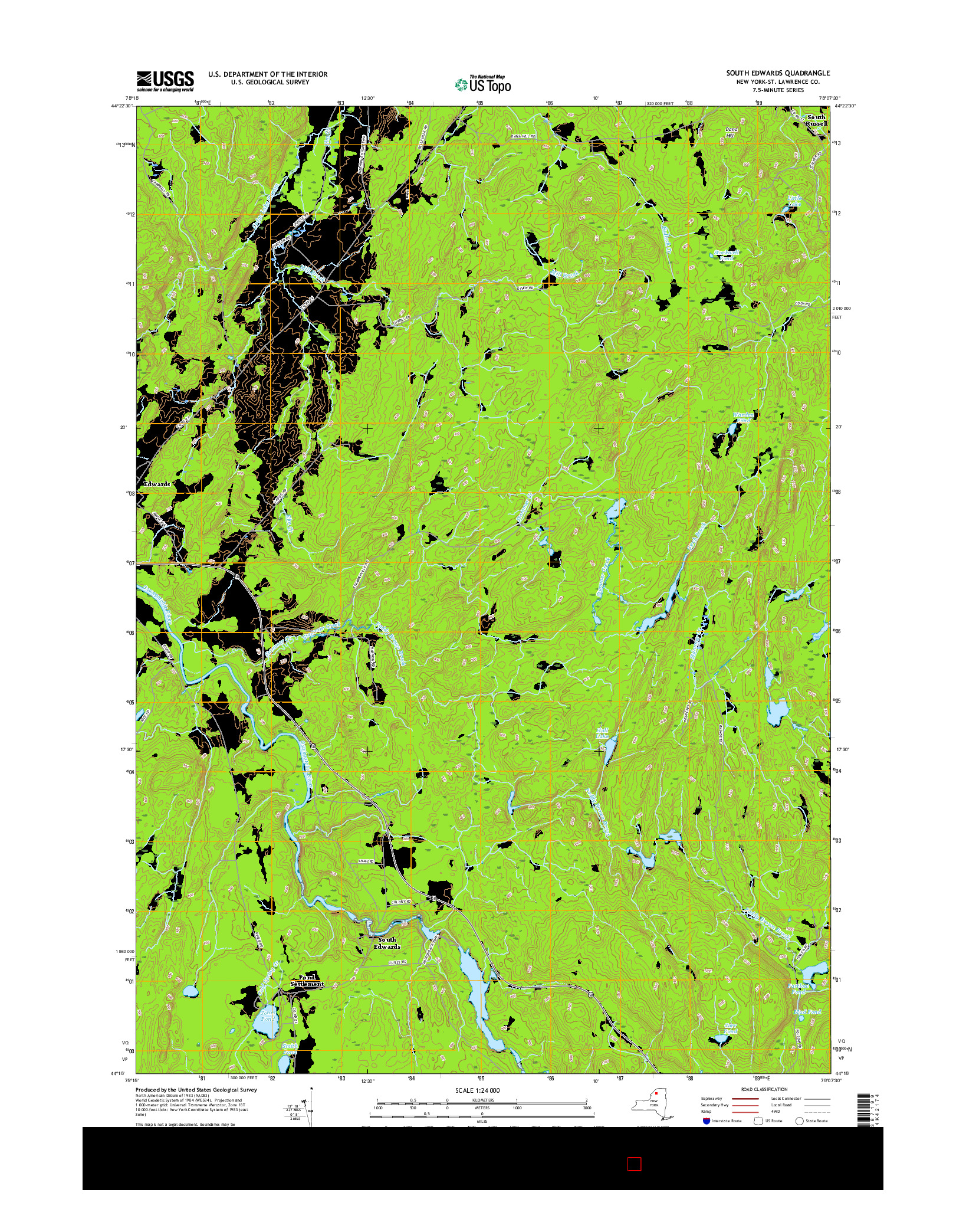 USGS US TOPO 7.5-MINUTE MAP FOR SOUTH EDWARDS, NY 2016
