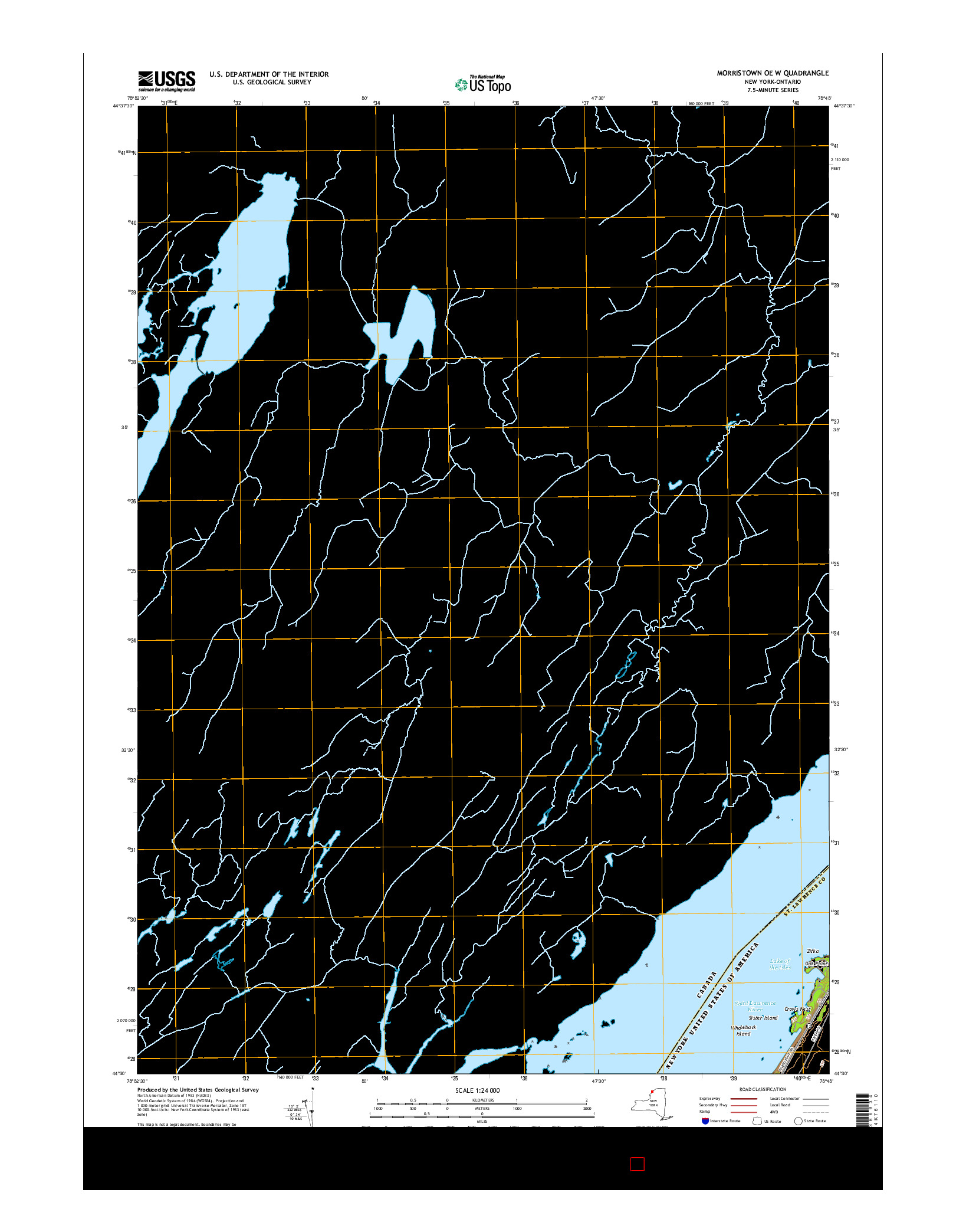 USGS US TOPO 7.5-MINUTE MAP FOR MORRISTOWN OE W, NY-ON 2016