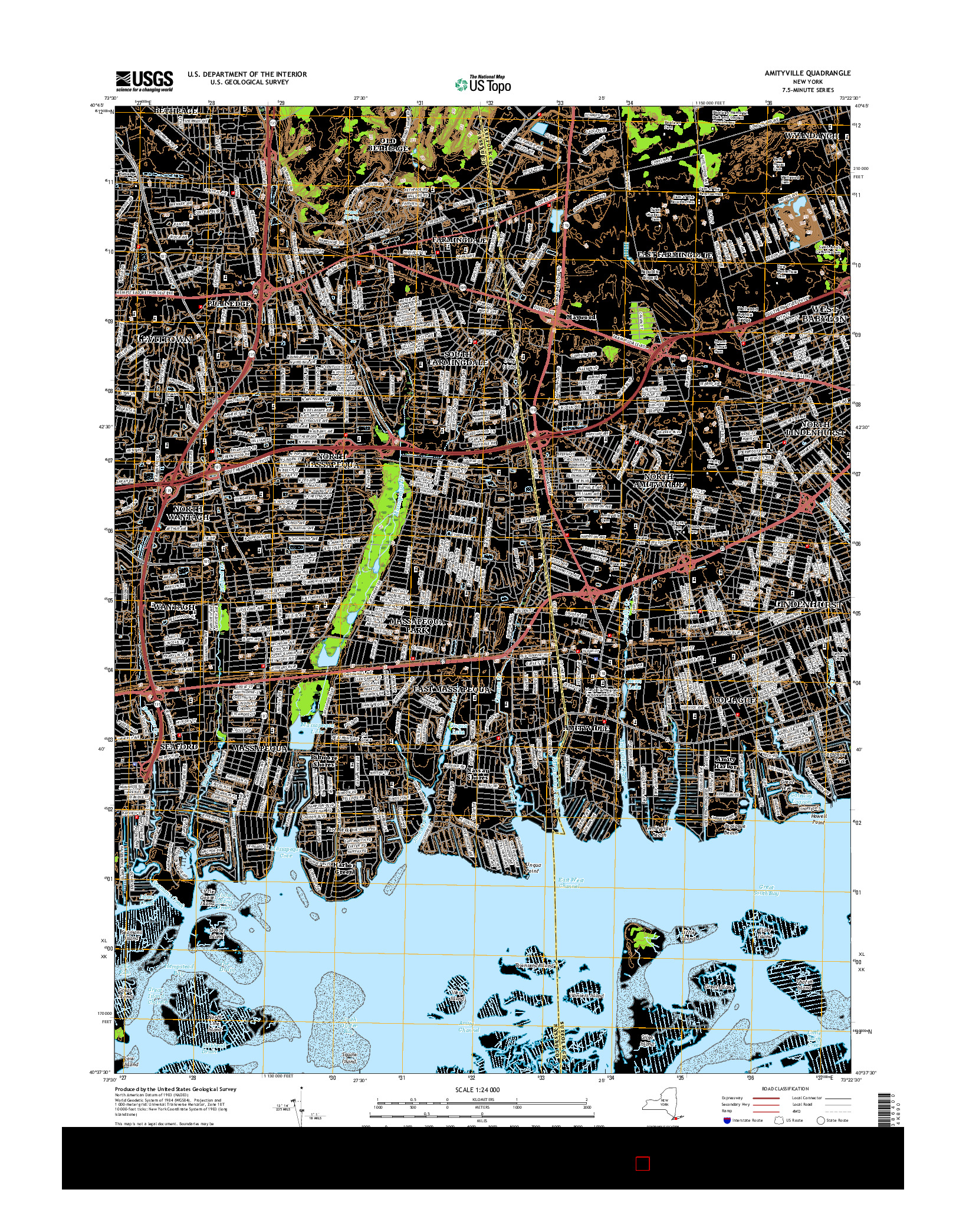 USGS US TOPO 7.5-MINUTE MAP FOR AMITYVILLE, NY 2016