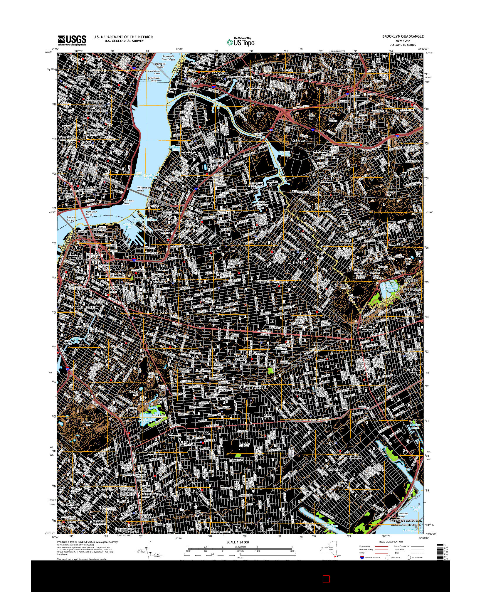 USGS US TOPO 7.5-MINUTE MAP FOR BROOKLYN, NY 2016