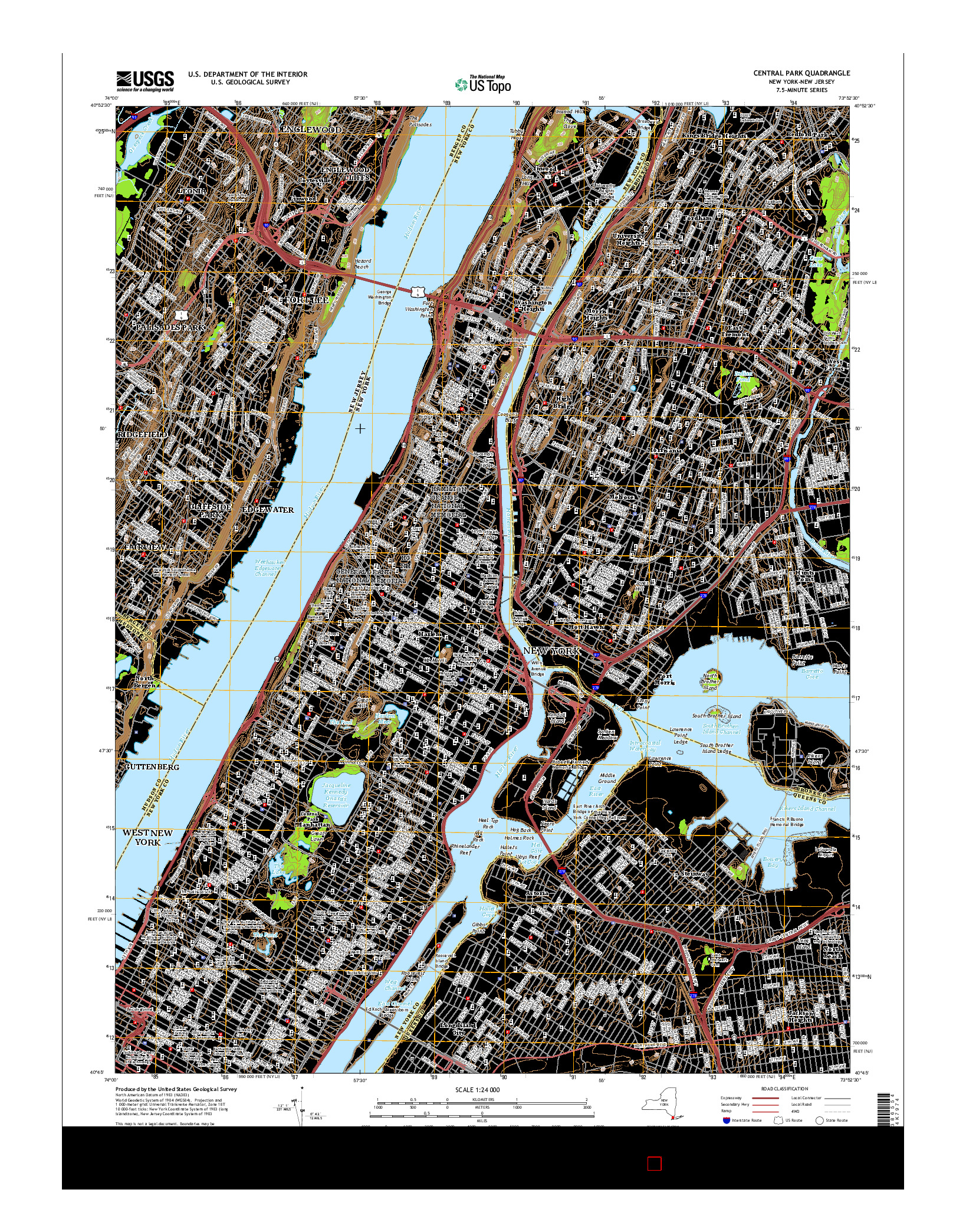 USGS US TOPO 7.5-MINUTE MAP FOR CENTRAL PARK, NY-NJ 2016