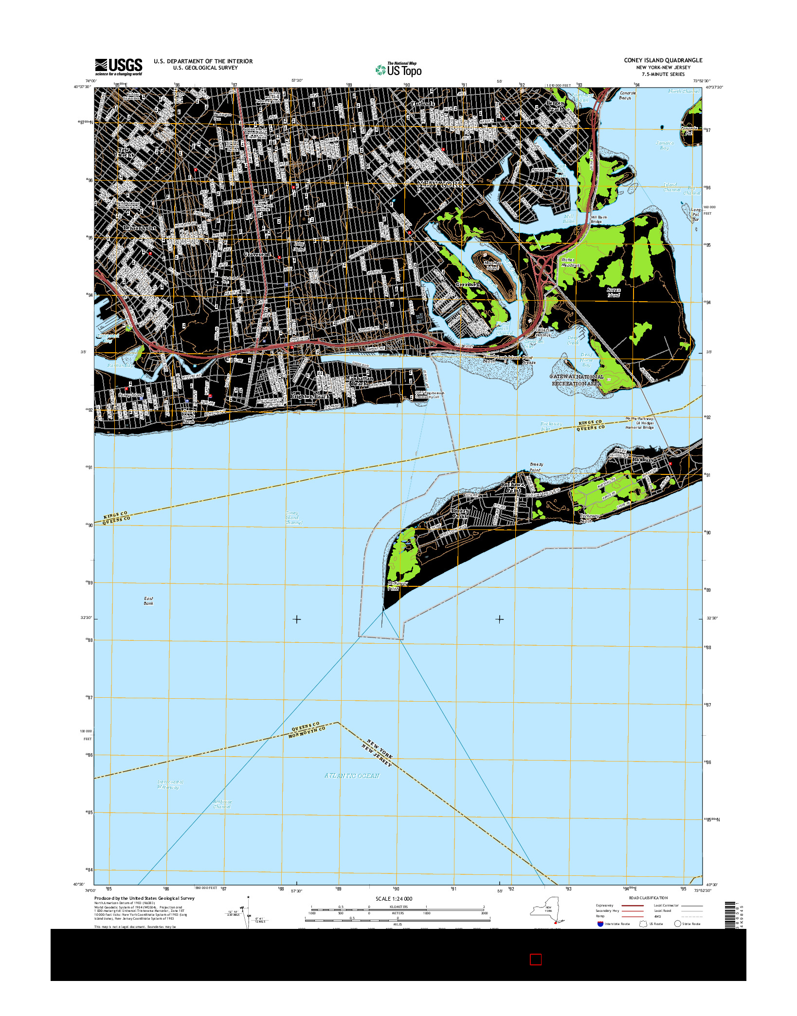 USGS US TOPO 7.5-MINUTE MAP FOR CONEY ISLAND, NY-NJ 2016