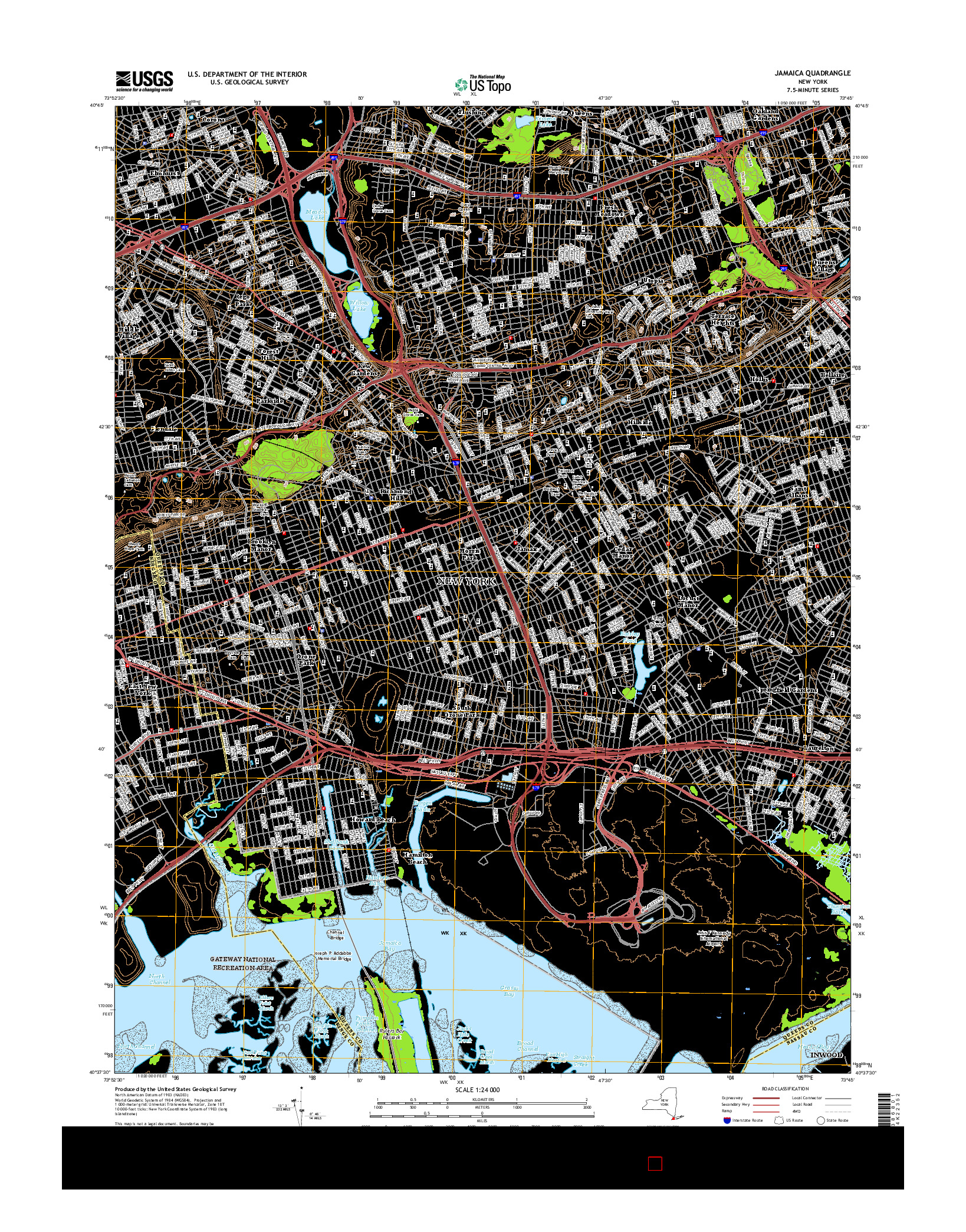 USGS US TOPO 7.5-MINUTE MAP FOR JAMAICA, NY 2016