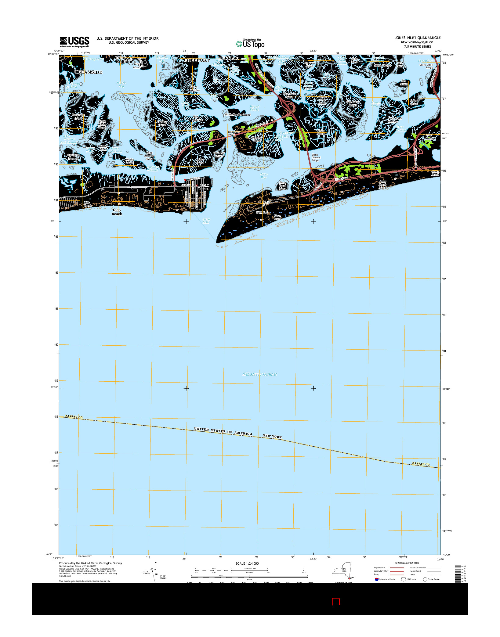 USGS US TOPO 7.5-MINUTE MAP FOR JONES INLET, NY 2016