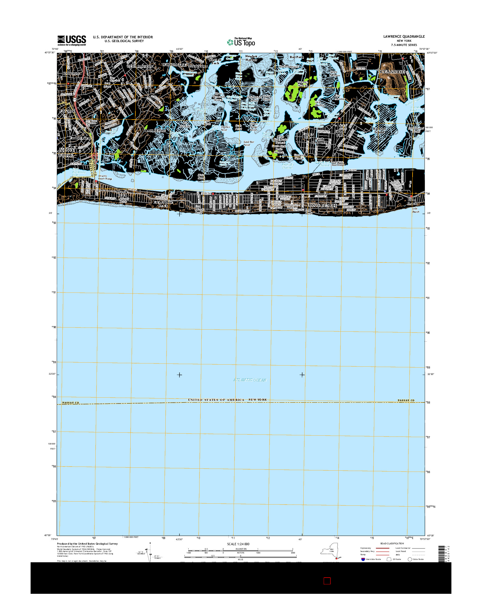 USGS US TOPO 7.5-MINUTE MAP FOR LAWRENCE, NY 2016