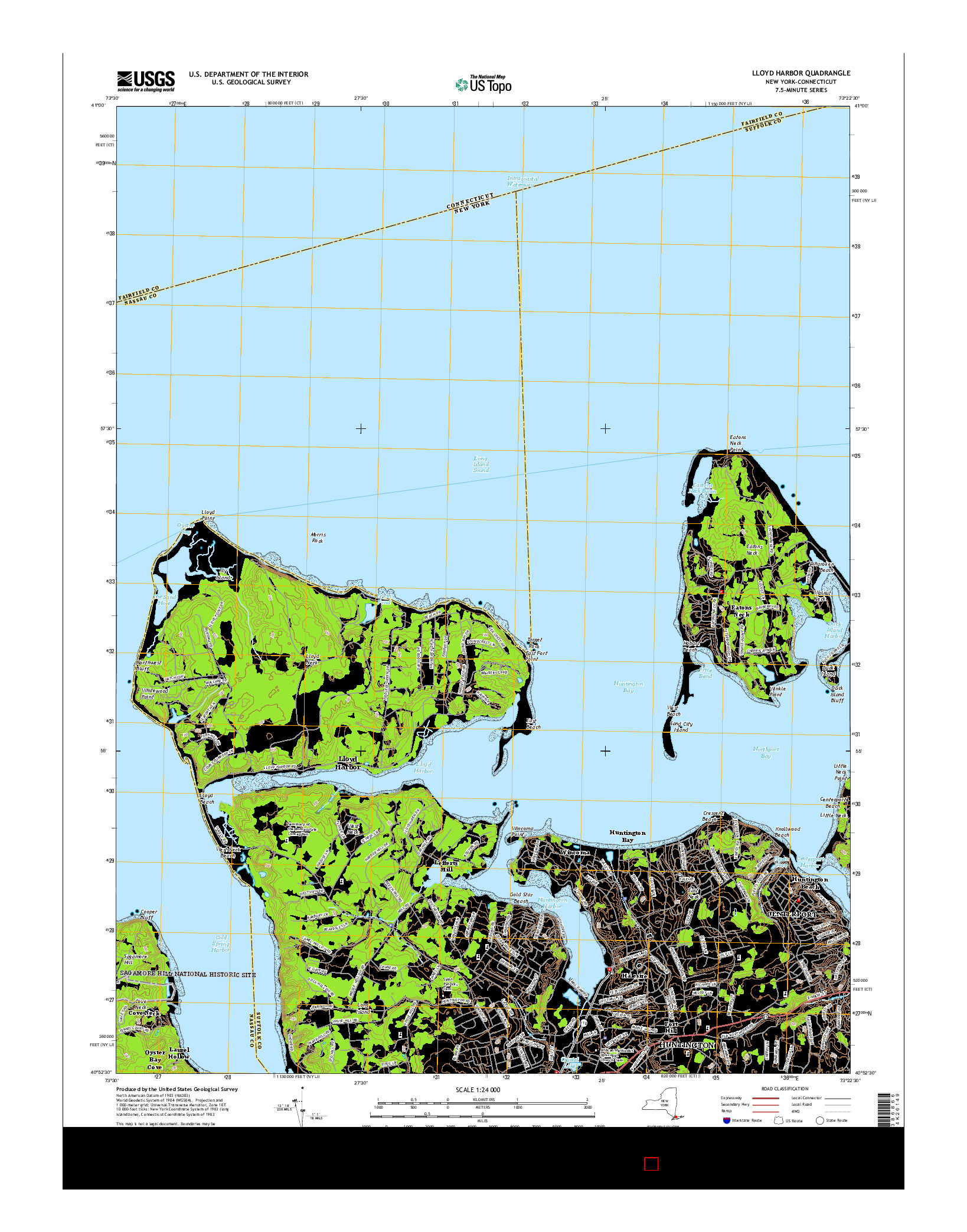 USGS US TOPO 7.5-MINUTE MAP FOR LLOYD HARBOR, NY-CT 2016