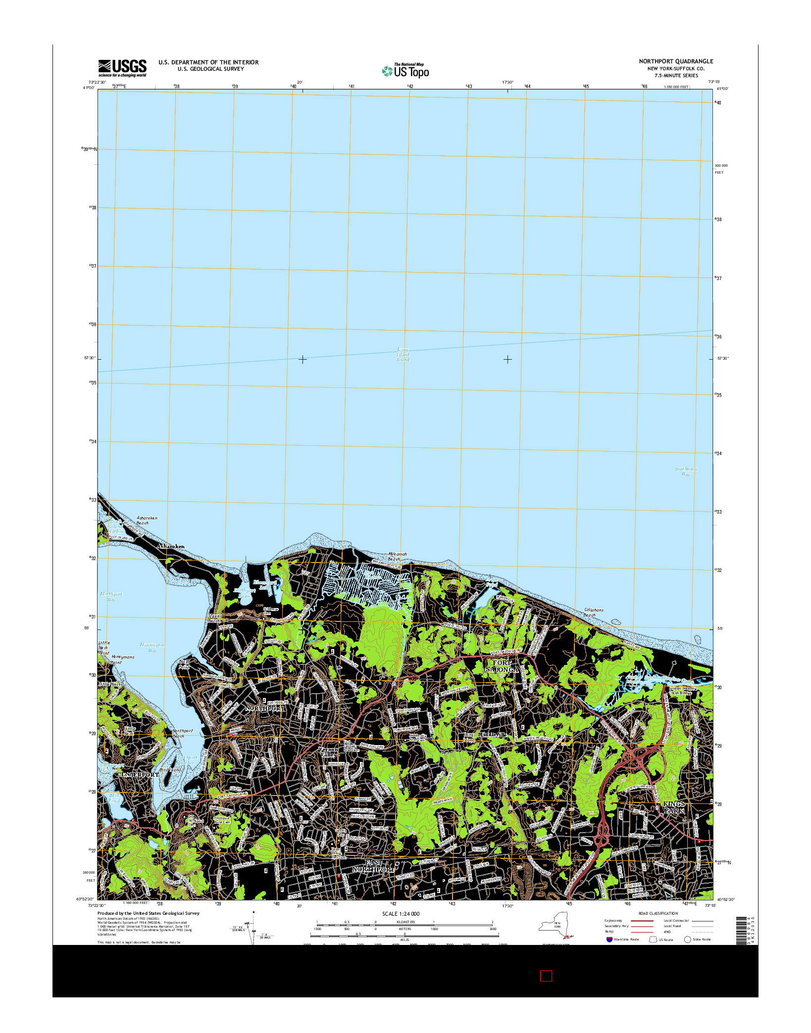 USGS US TOPO 7.5-MINUTE MAP FOR NORTHPORT, NY 2016