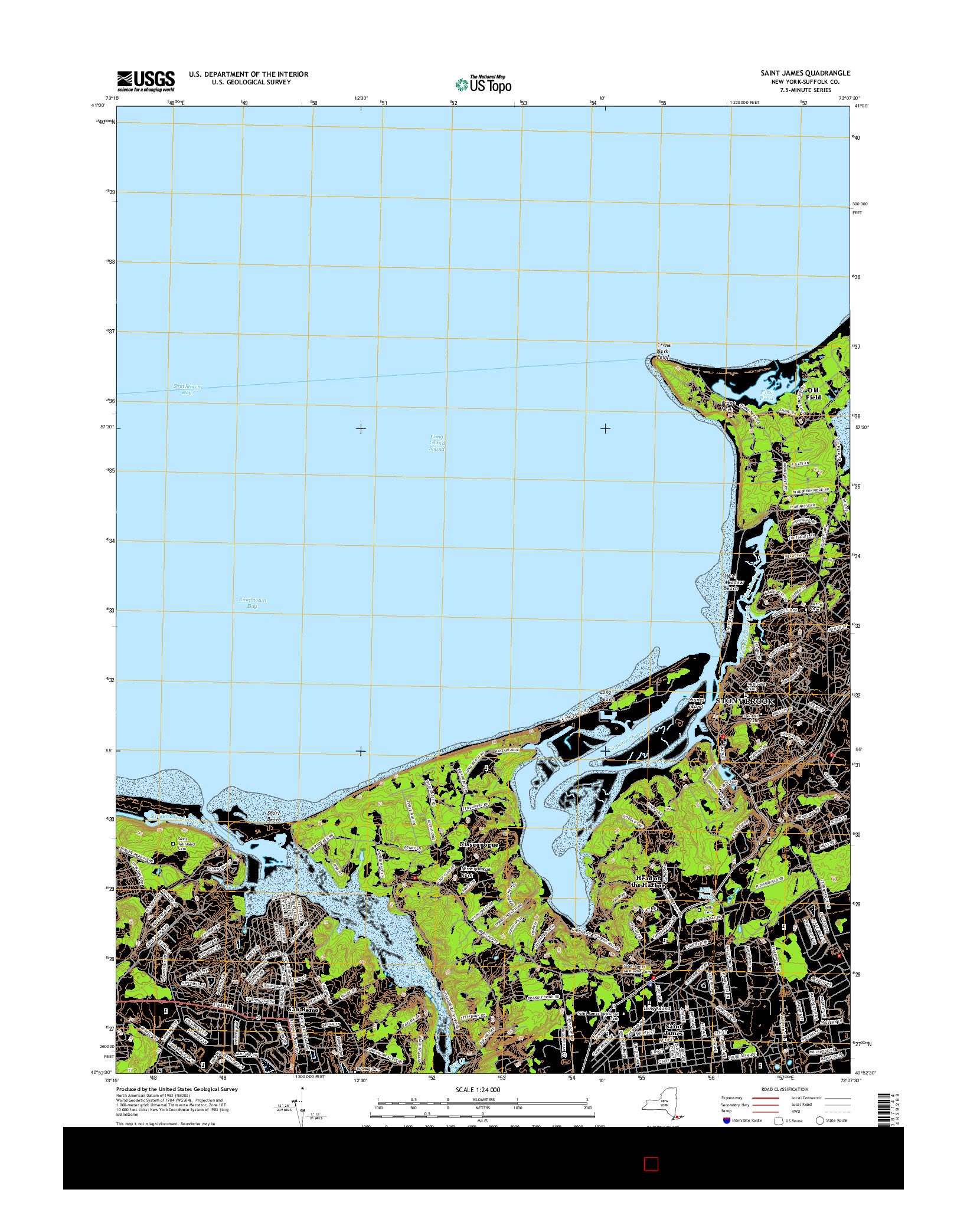 USGS US TOPO 7.5-MINUTE MAP FOR SAINT JAMES, NY 2016