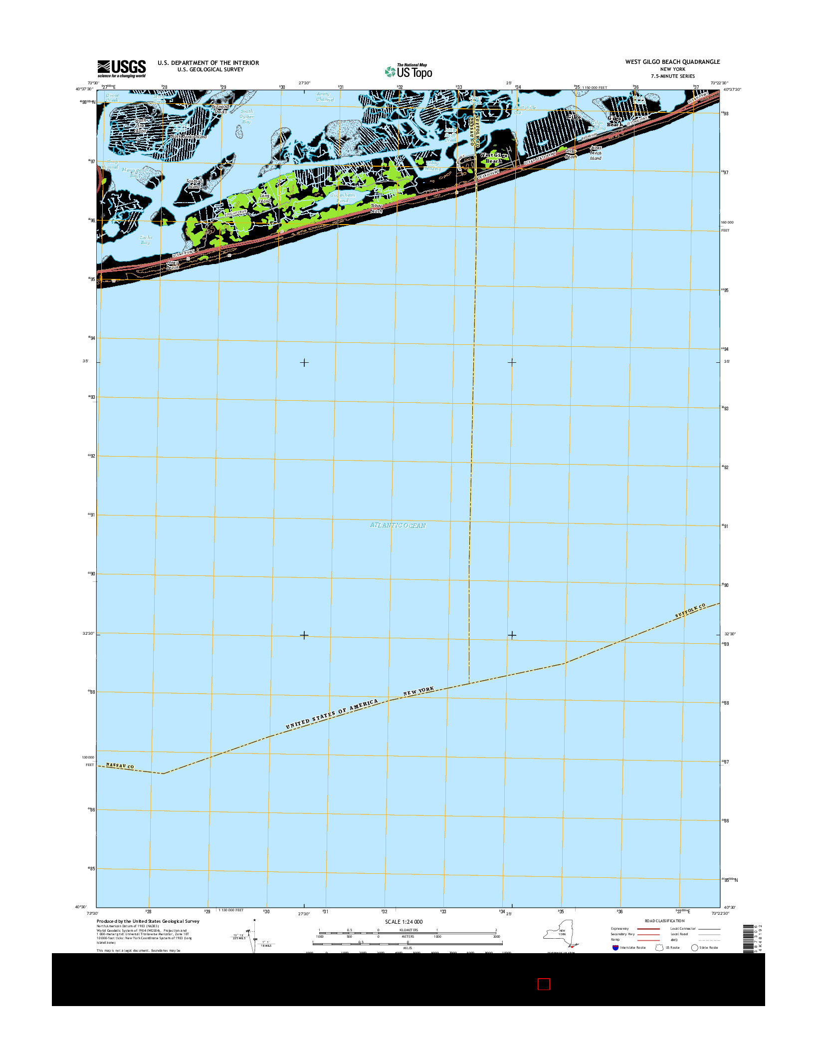 USGS US TOPO 7.5-MINUTE MAP FOR WEST GILGO BEACH, NY 2016