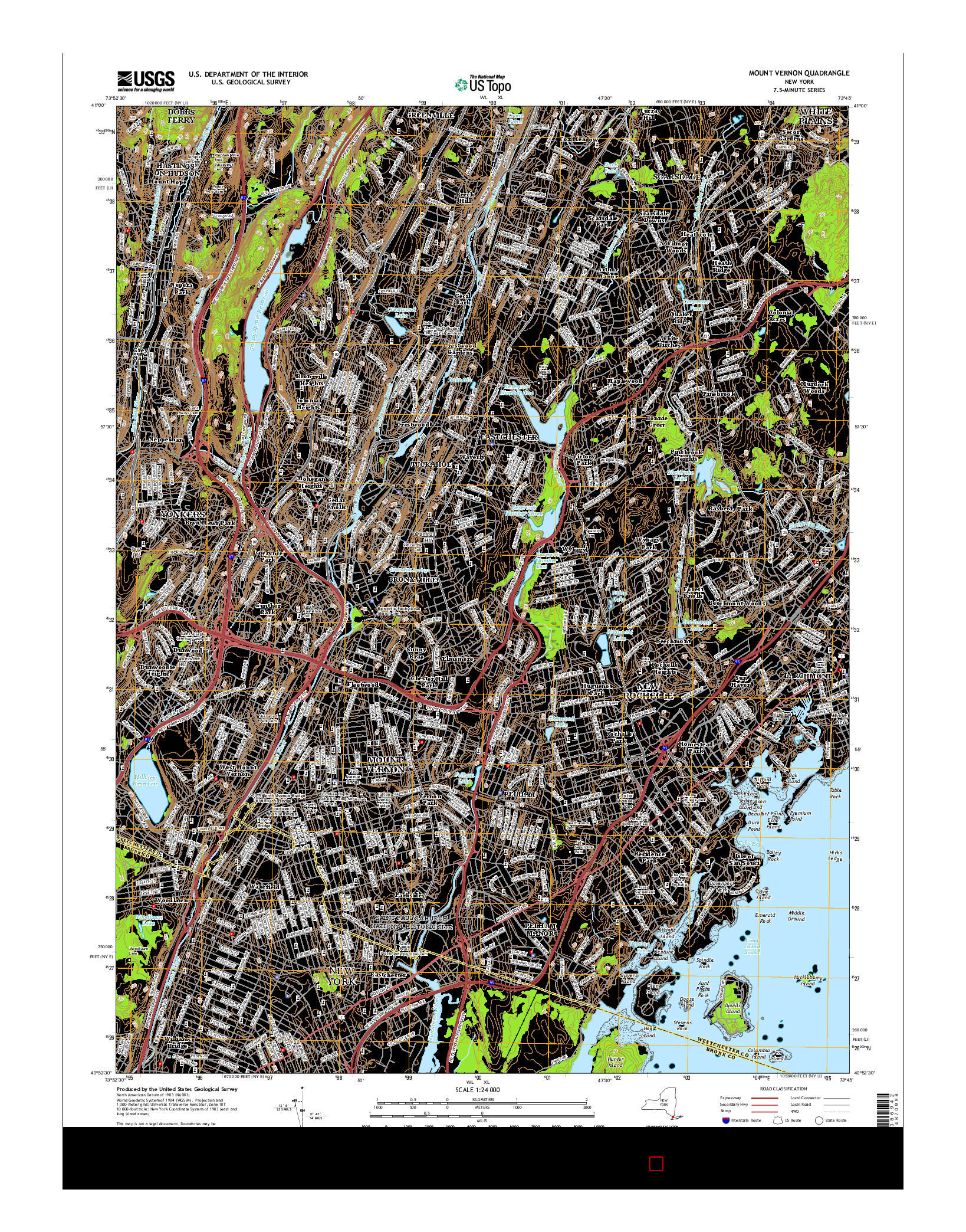 USGS US TOPO 7.5-MINUTE MAP FOR MOUNT VERNON, NY 2016