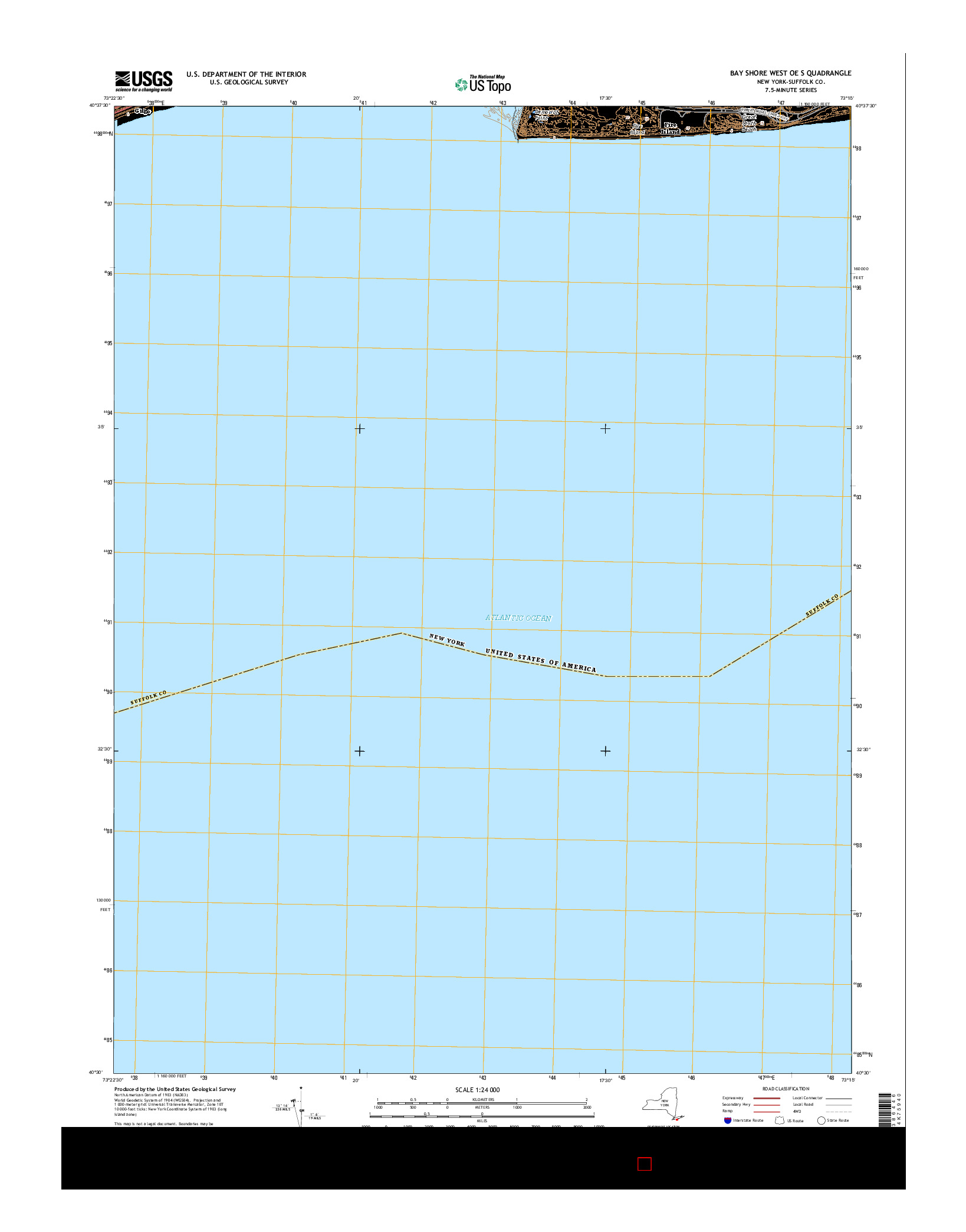 USGS US TOPO 7.5-MINUTE MAP FOR BAY SHORE WEST OE S, NY 2016