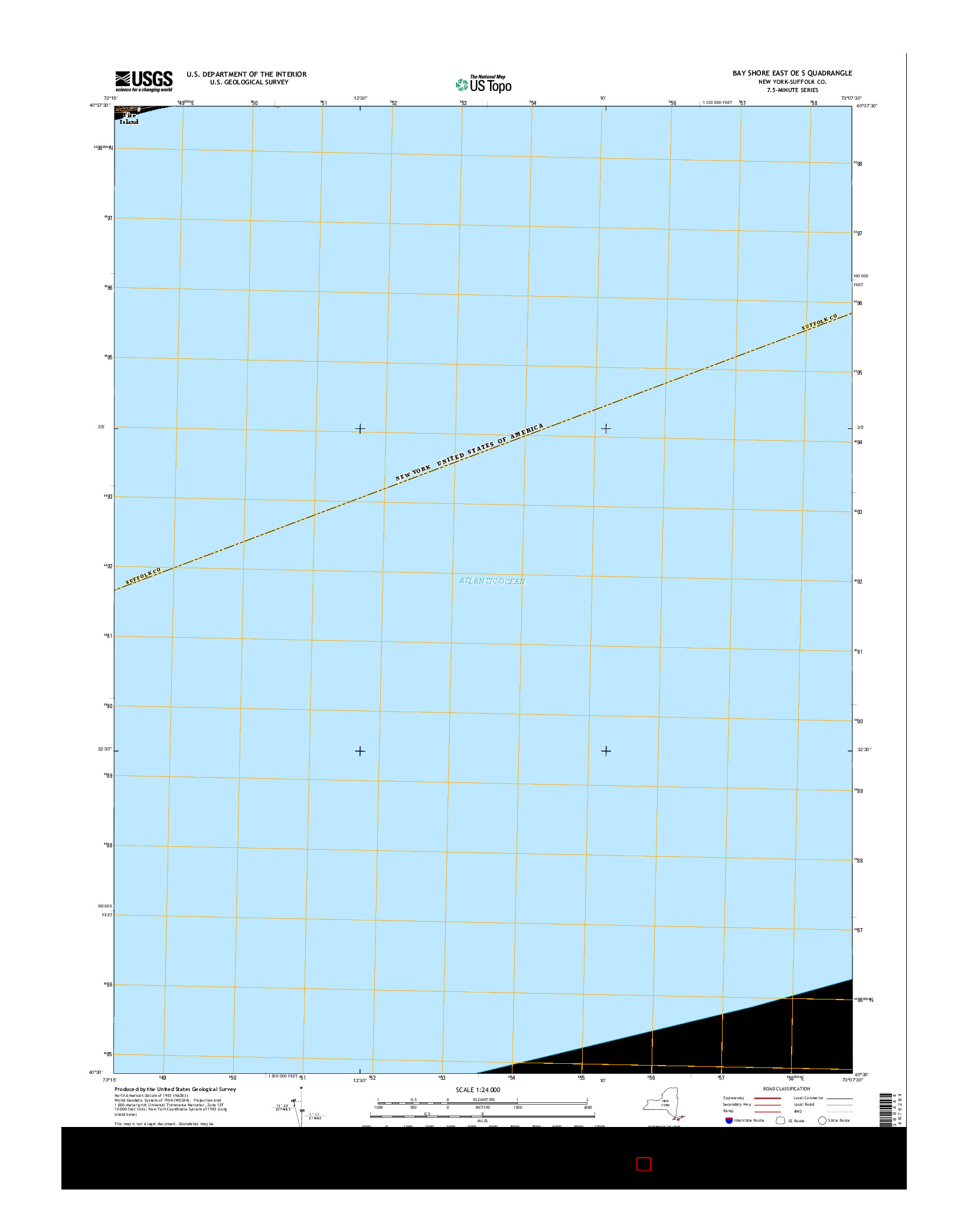 USGS US TOPO 7.5-MINUTE MAP FOR BAY SHORE EAST OE S, NY 2016