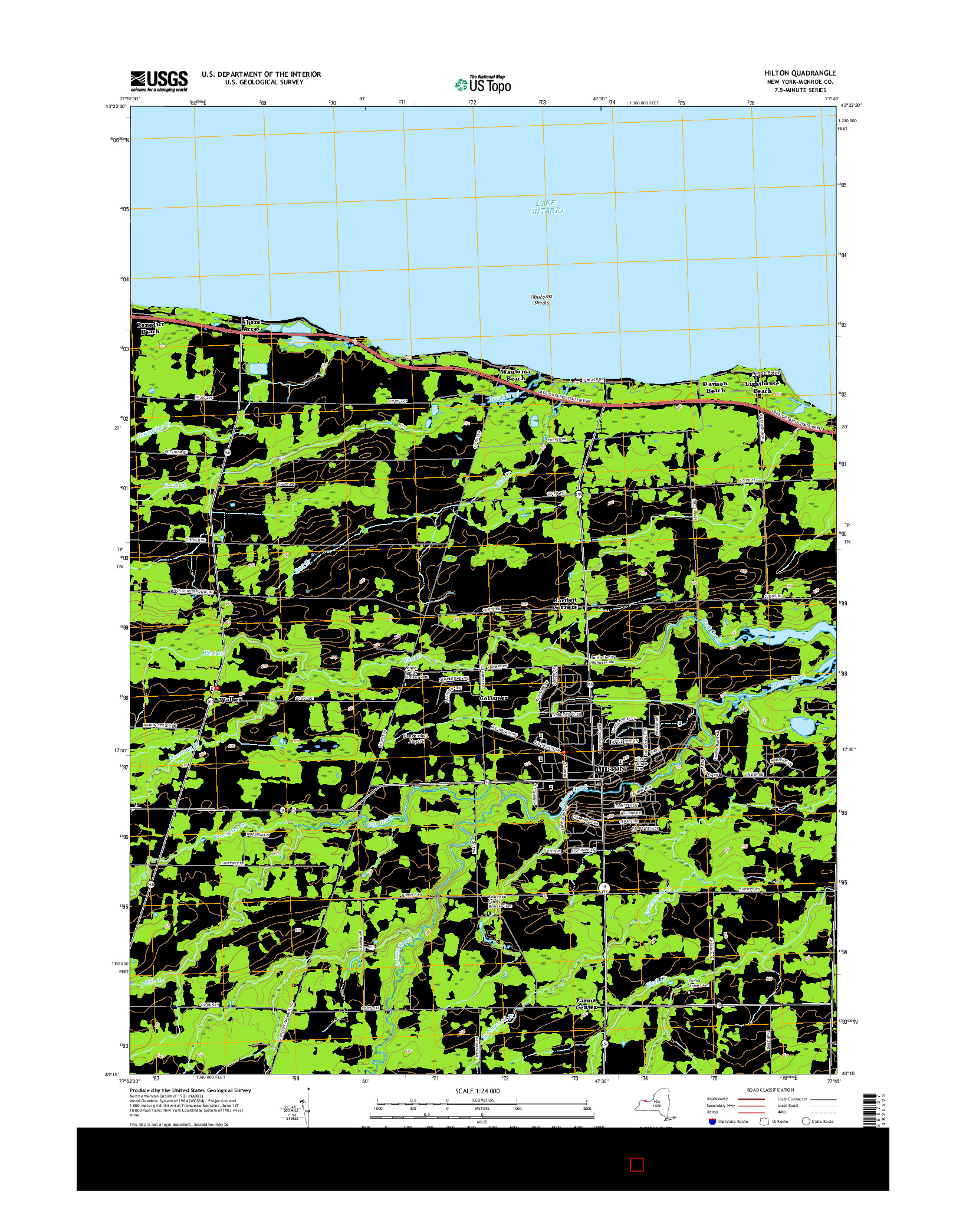 USGS US TOPO 7.5-MINUTE MAP FOR HILTON, NY 2016