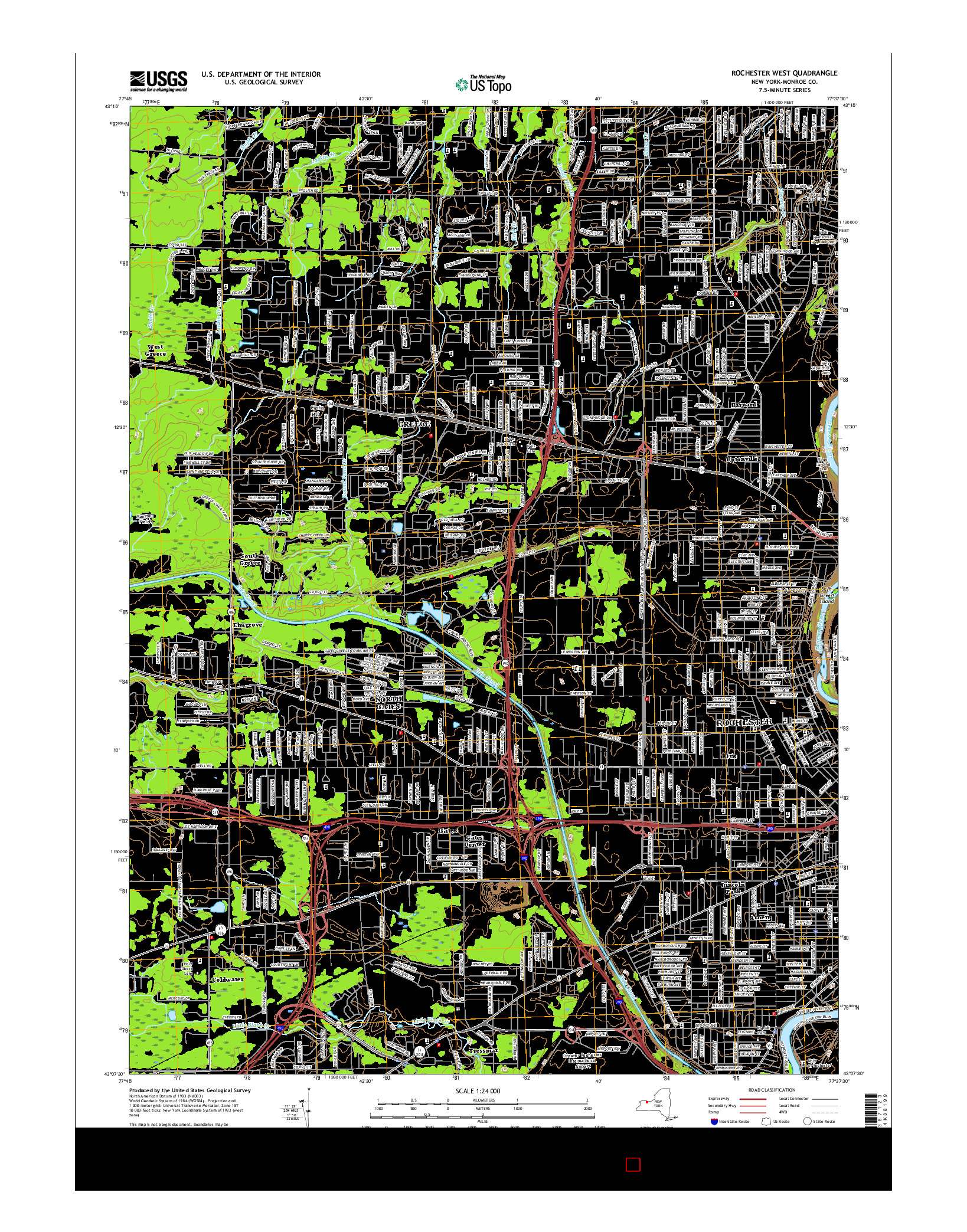 USGS US TOPO 7.5-MINUTE MAP FOR ROCHESTER WEST, NY 2016