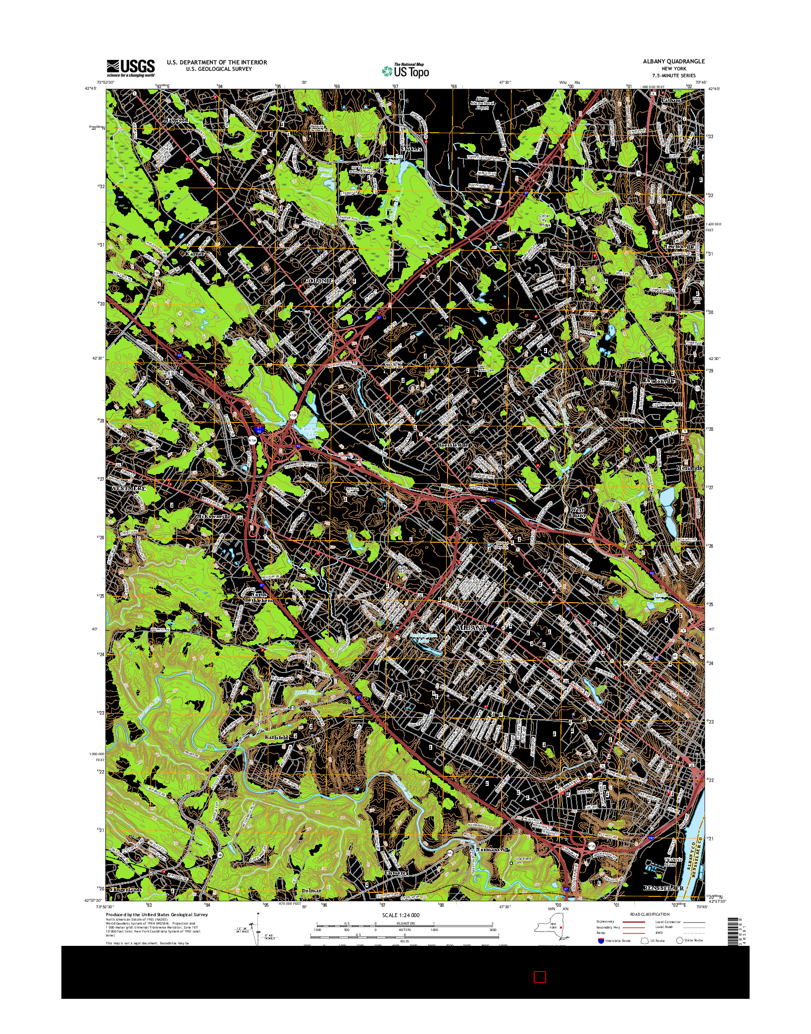 USGS US TOPO 7.5-MINUTE MAP FOR ALBANY, NY 2016