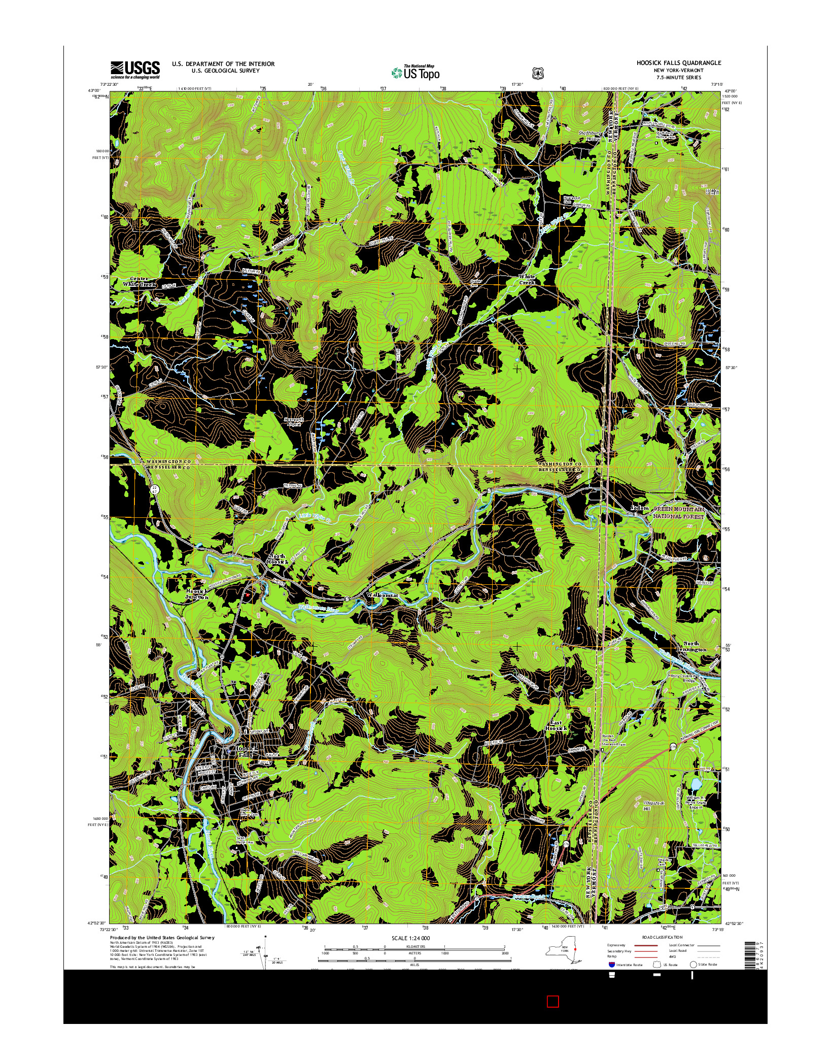 USGS US TOPO 7.5-MINUTE MAP FOR HOOSICK FALLS, NY-VT 2016