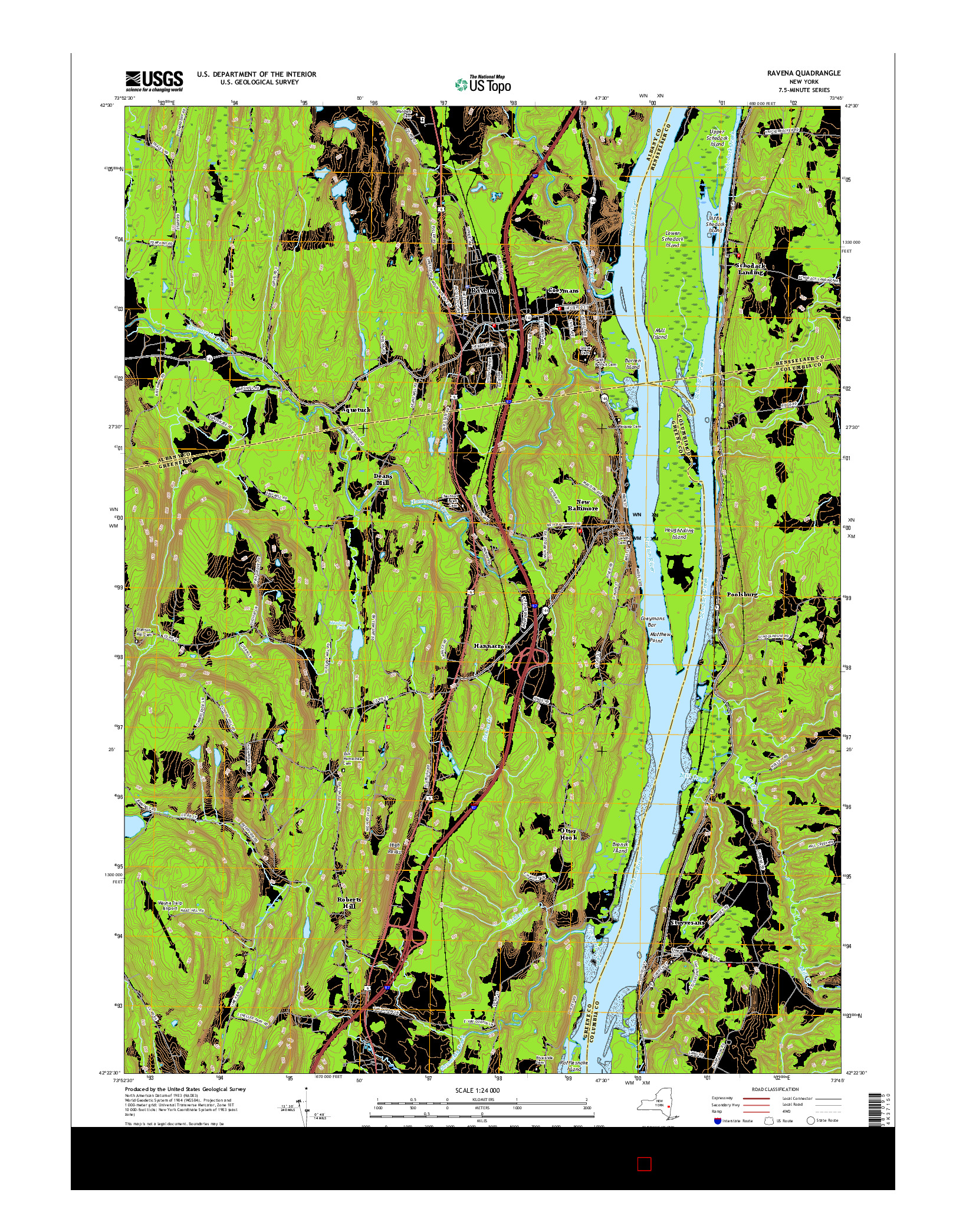 USGS US TOPO 7.5-MINUTE MAP FOR RAVENA, NY 2016